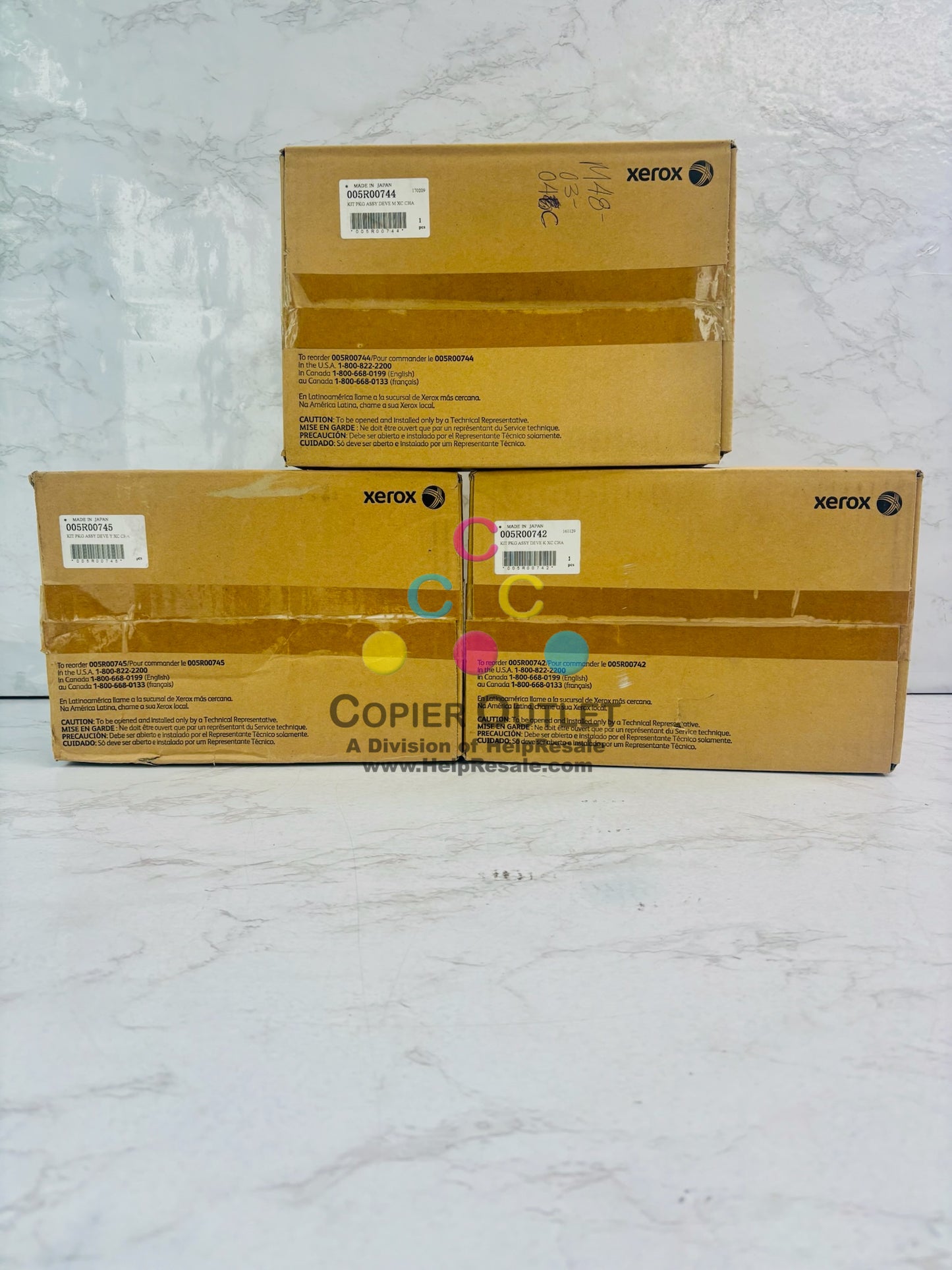 3 OEM Xerox 800, 1000 Digital CP Magenta,Yellow & Black Developer 005R00742,43,45