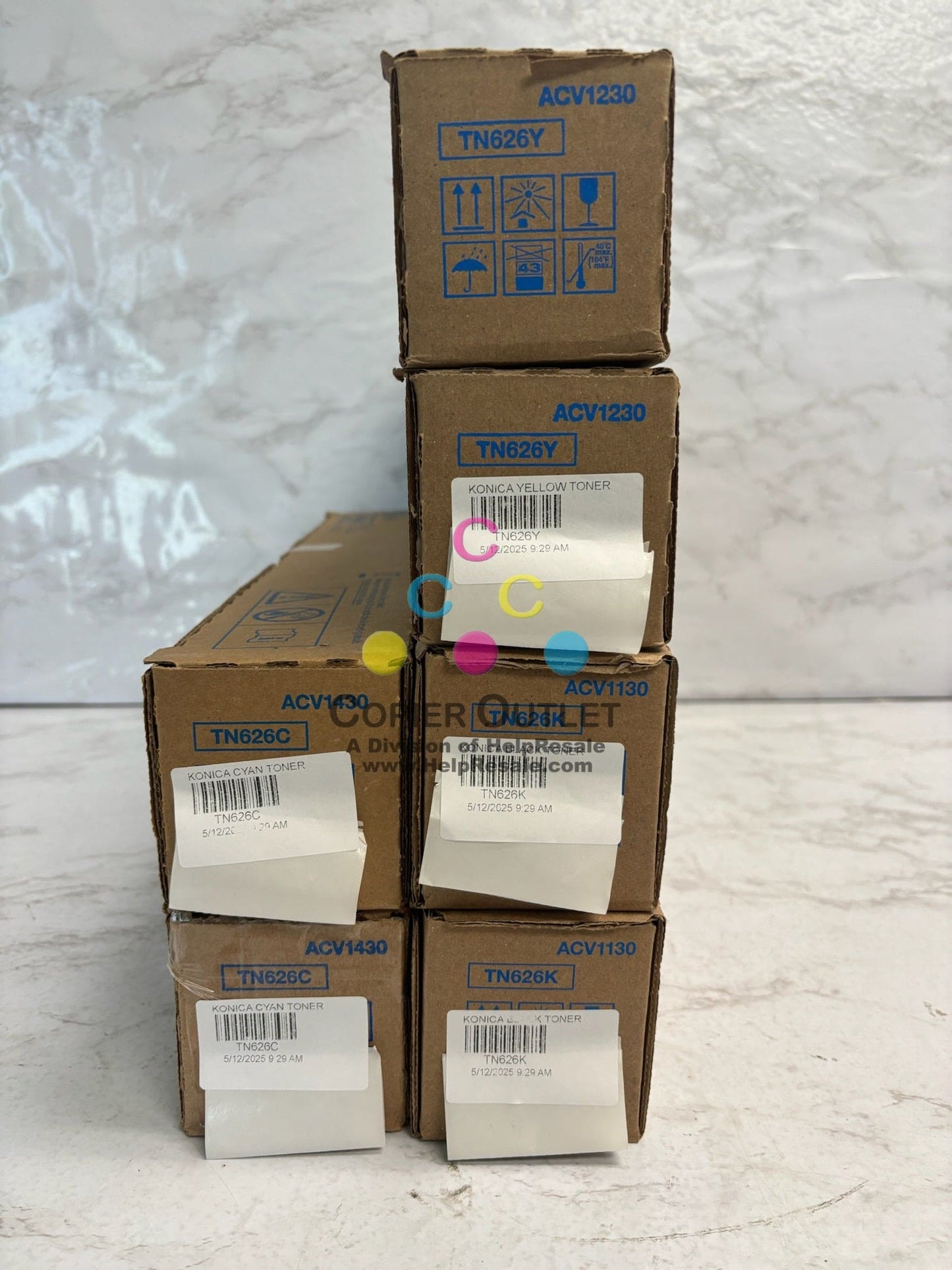 6 OEM Konica Minolta Bizhub C450i,C550i,C650i TN626 CCYYKK Toners (No Magenta)