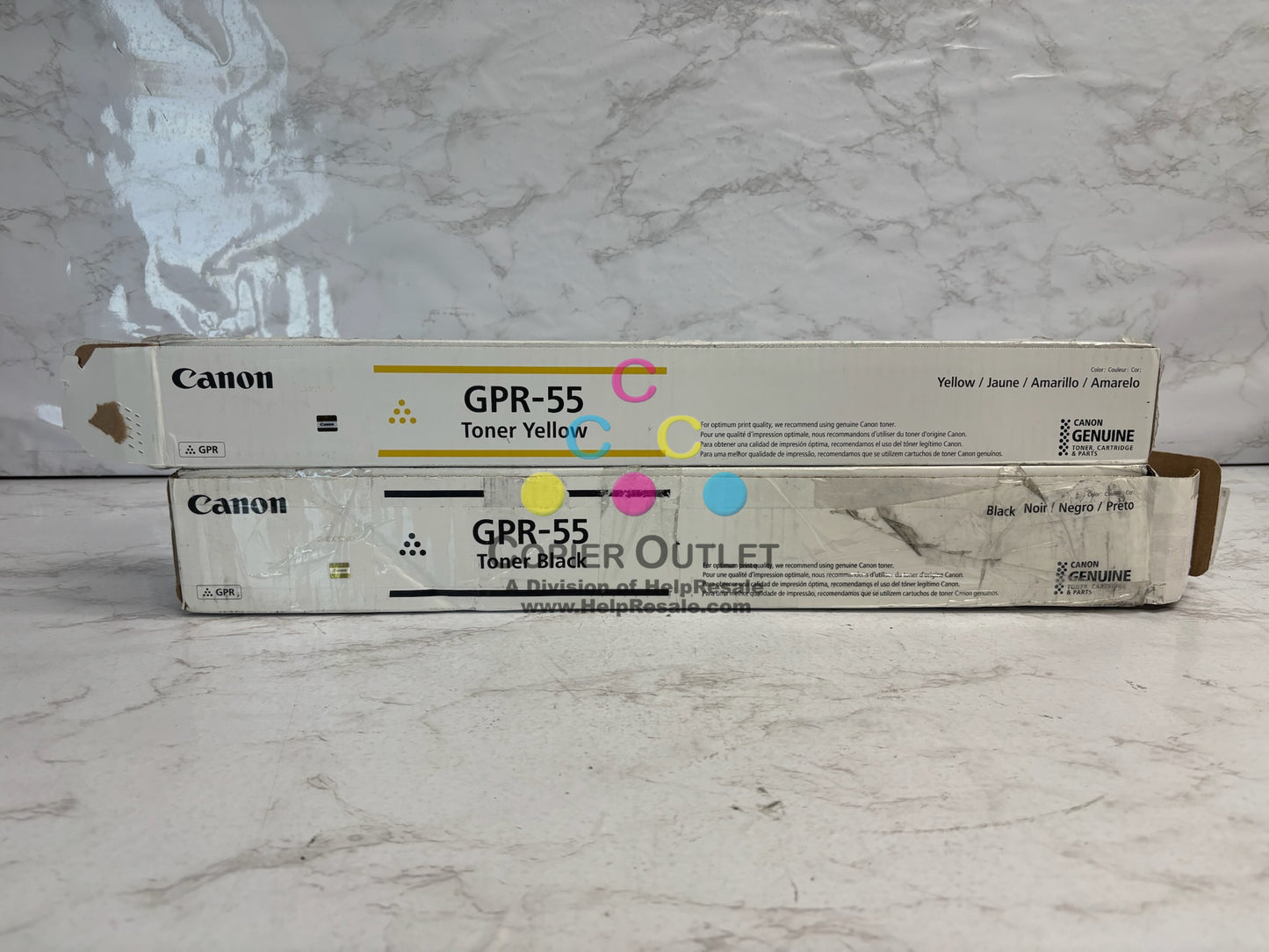 2 Open OEM Canon iR ADV C5535,C5540,C5550,C5560 GPR-55 Yellow & Black Toners