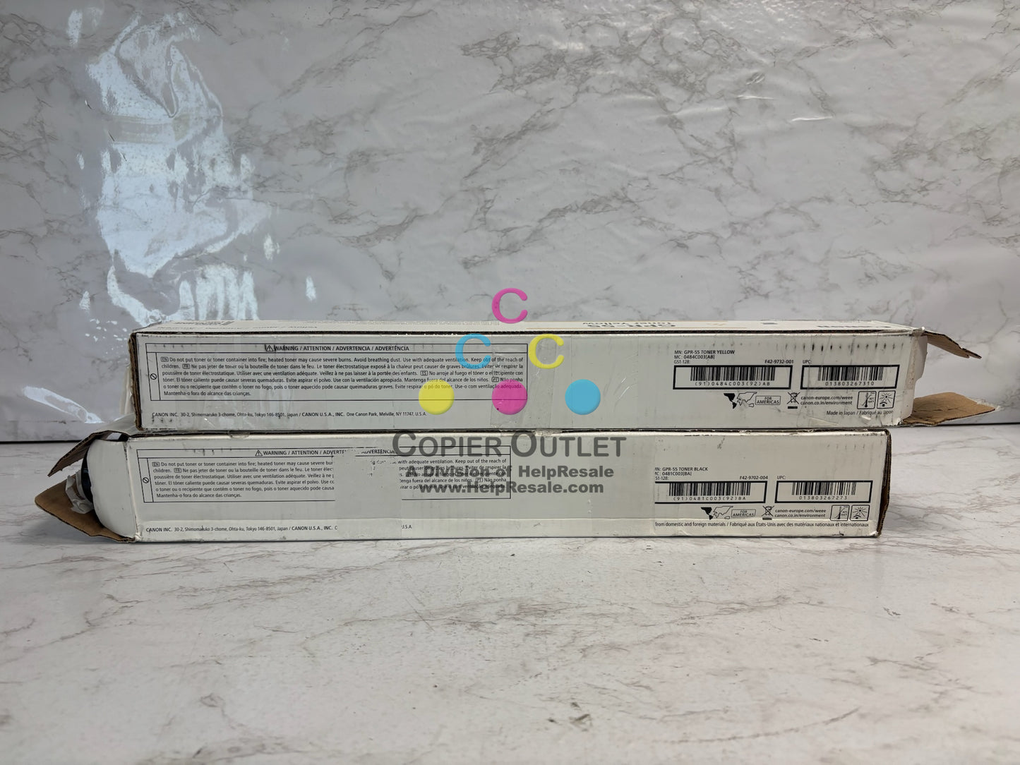 2 Open OEM Canon iR ADV C5535,C5540,C5550,C5560 GPR-55 Yellow & Black Toners