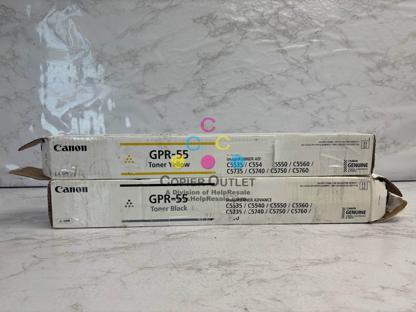 2 Open OEM Canon iR ADV C5535,C5540,C5550,C5560 GPR-55 Yellow & Black Toners