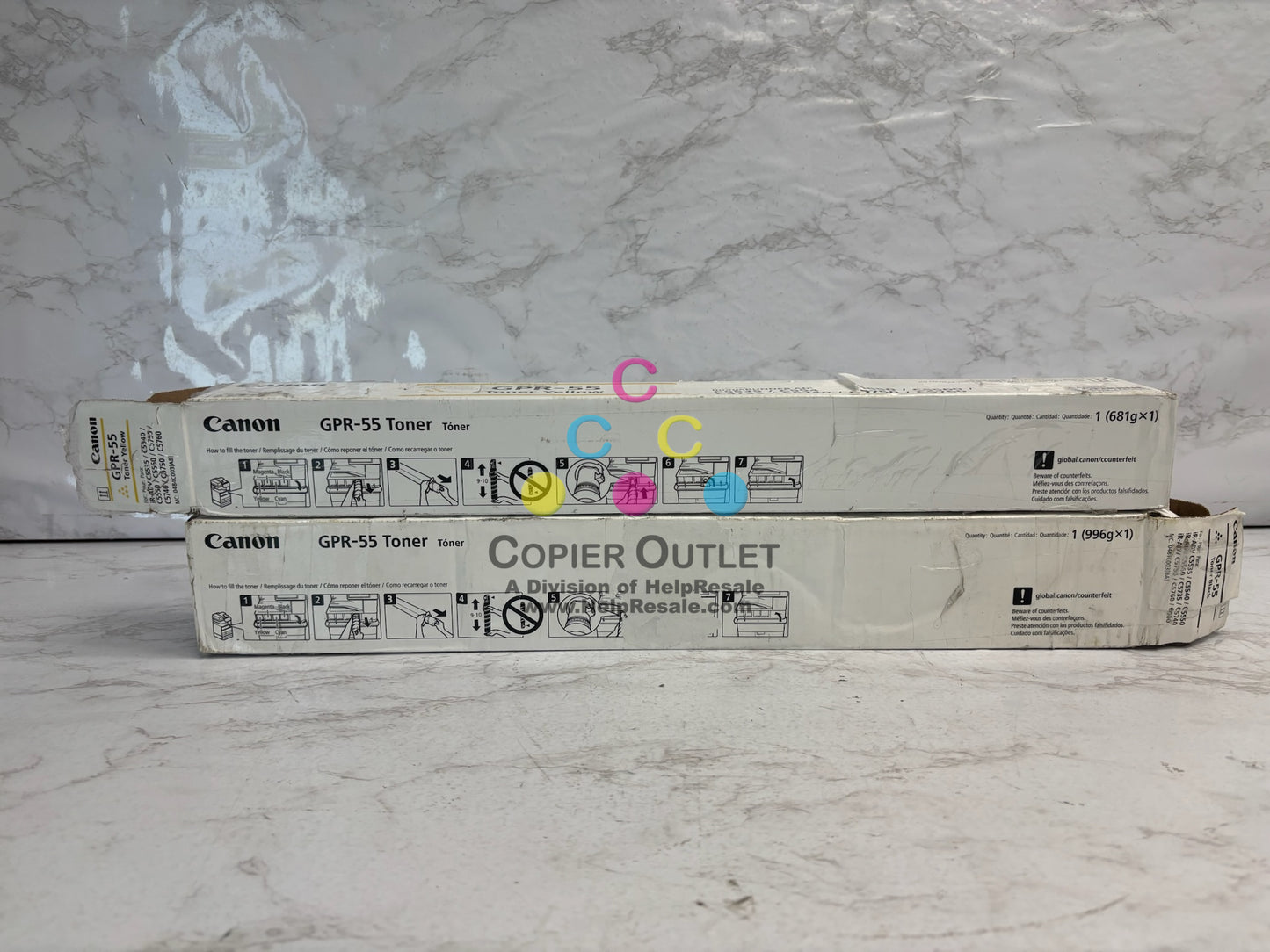 2 Open OEM Canon iR ADV C5535,C5540,C5550,C5560 GPR-55 Yellow & Black Toners