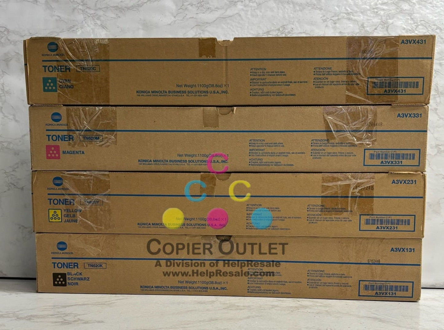 4 New Genuine Konica Minolta AccurioPrint C2060L,C3070L,C4065 CMYK Toners TN620