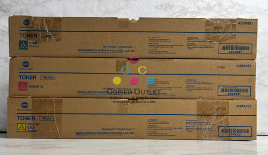 3 Genuine Konica Minolta AccurioPrint C3070L, C4065 CMY Toners TN620 (No Black)