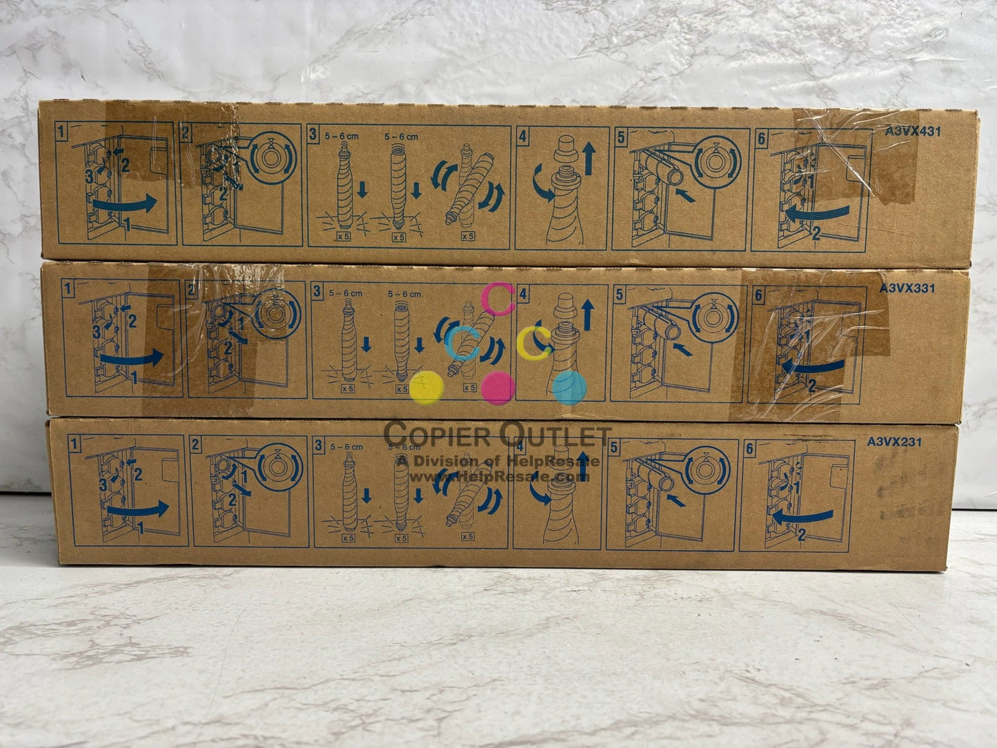 3 Genuine Konica Minolta AccurioPrint C3070L, C4065 CMY Toners TN620 (No Black)