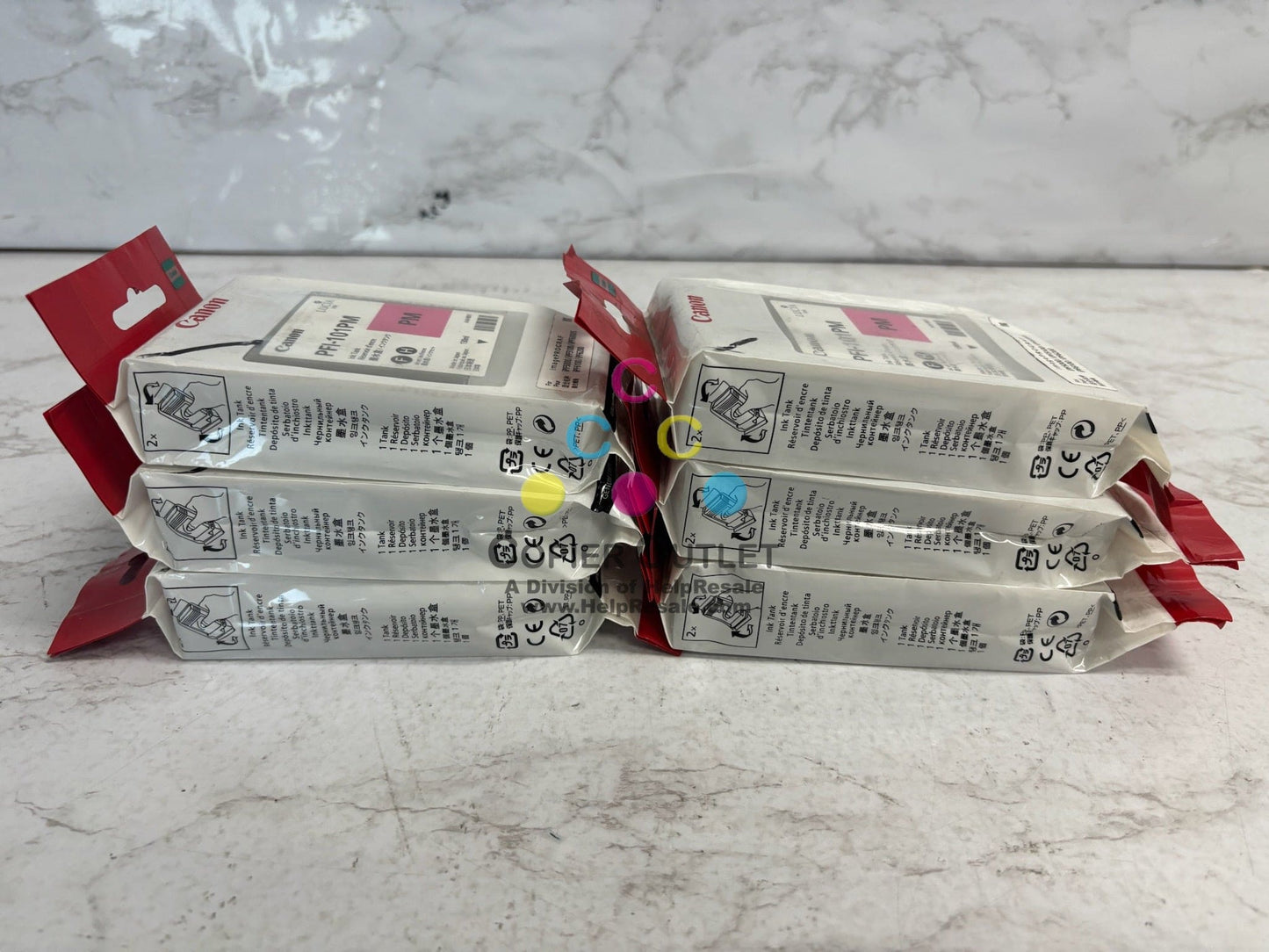 6 New OEM Canon IPF5000 IPF5100 PM Ink Cartridges PFI-101 (0888B00AA) EXP: 2014-2015