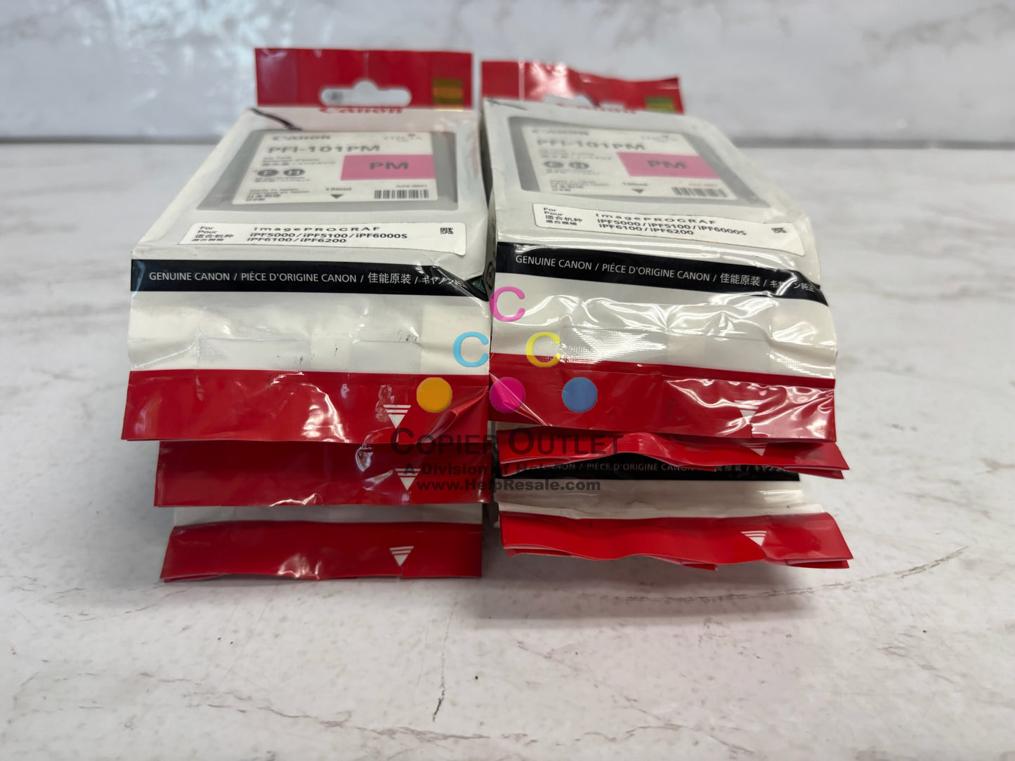 6 New OEM Canon IPF5000 IPF5100 PM Ink Cartridges PFI-101 (0888B00AA) EXP: 2014-2015