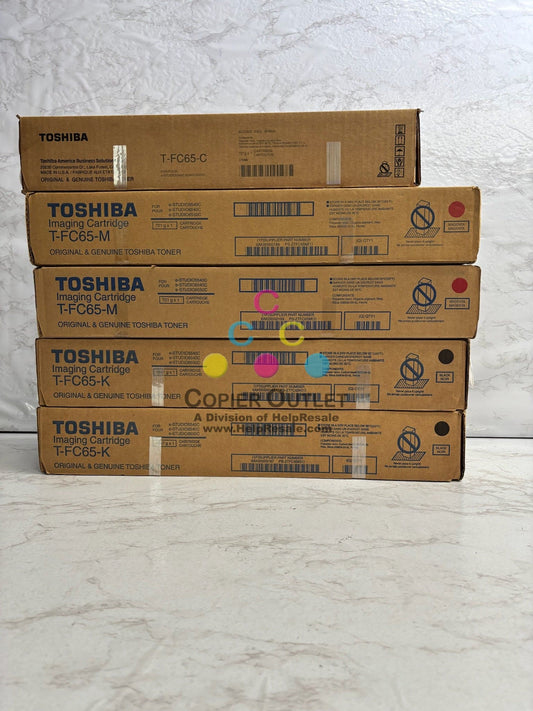 5 New Genuine Toshiba e-Studio 5540C, 6540C, CMMKK Toners T-FC65 (No Yellow)
