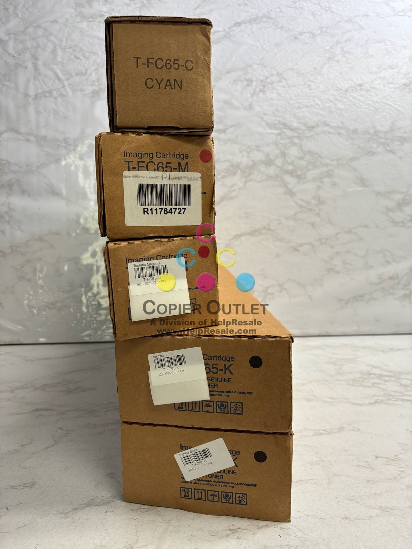 5 New Genuine Toshiba e-Studio 5540C, 6540C, CMMKK Toners T-FC65 (No Yellow)