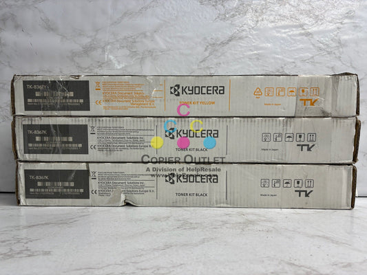 3 OEM Kyocera TASKalfa 2554ci,CS2554ci Yellow & Black Toners TK-8367Y, TK-8367K