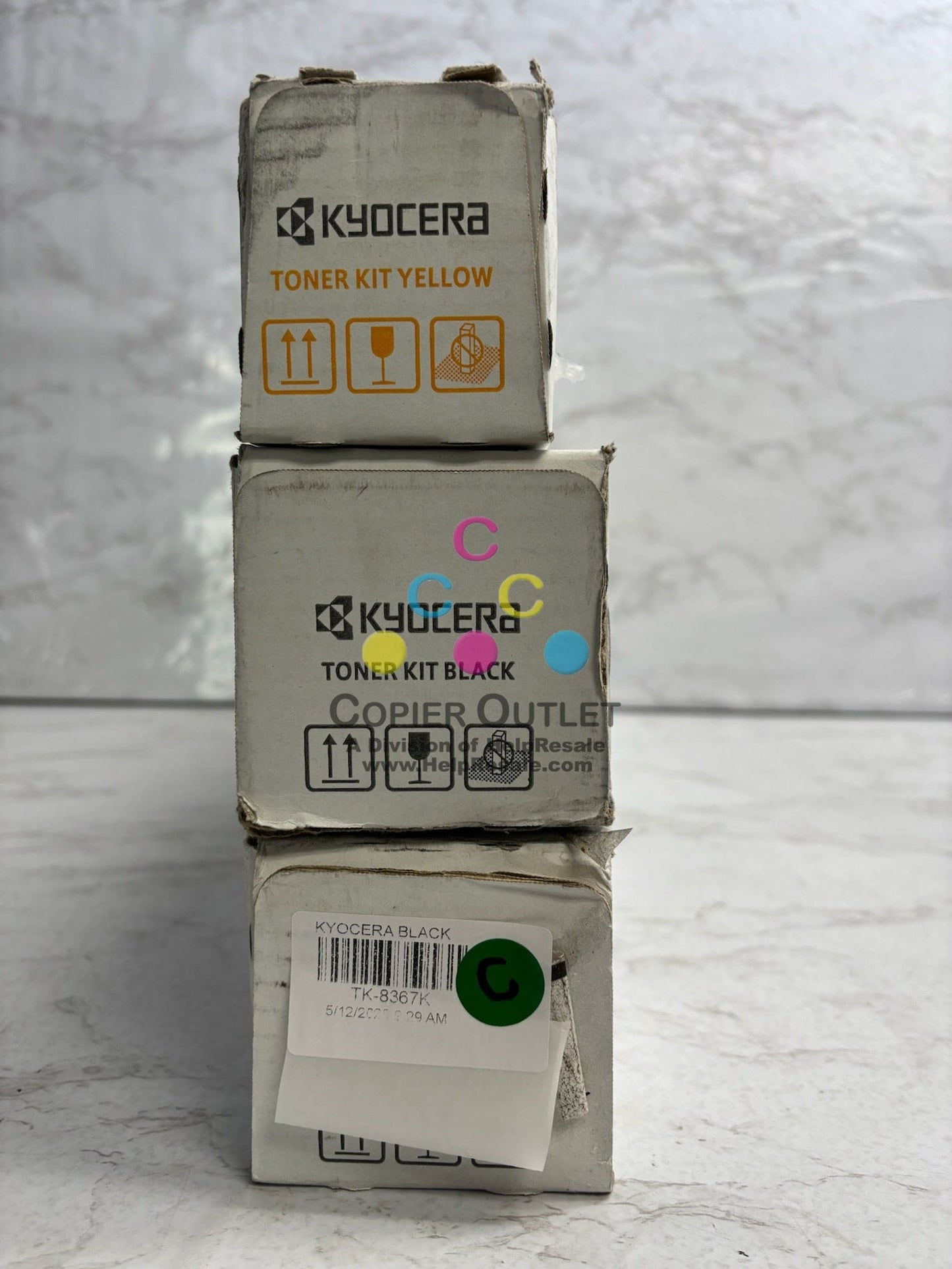3 OEM Kyocera TASKalfa 2554ci,CS2554ci Yellow & Black Toners TK-8367Y, TK-8367K