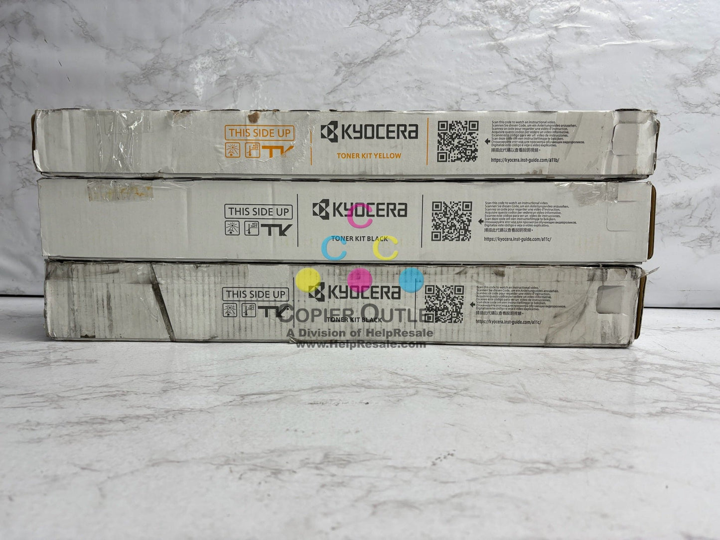 3 OEM Kyocera TASKalfa 2554ci,CS2554ci Yellow & Black Toners TK-8367Y, TK-8367K