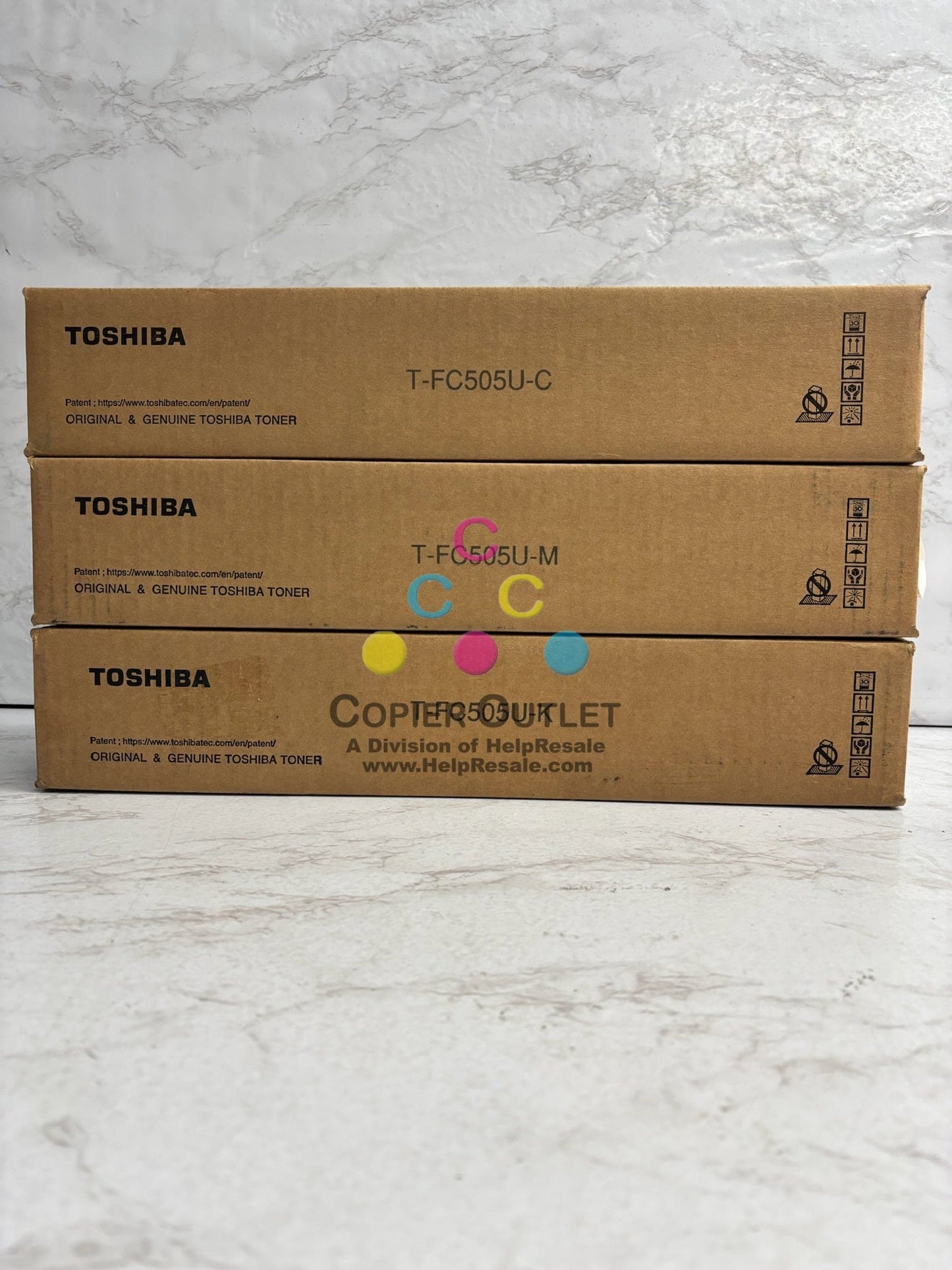3 Genuine Toshiba e2505AC,3005AC Cyan, Mag & Black Toners T-FC505U
