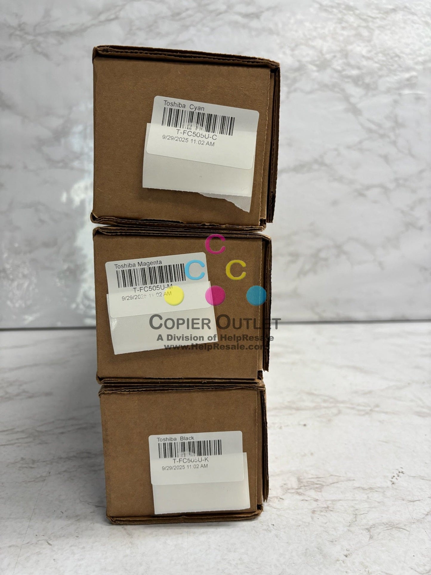 3 Genuine Toshiba e2505AC,3005AC Cyan, Mag & Black Toners T-FC505U