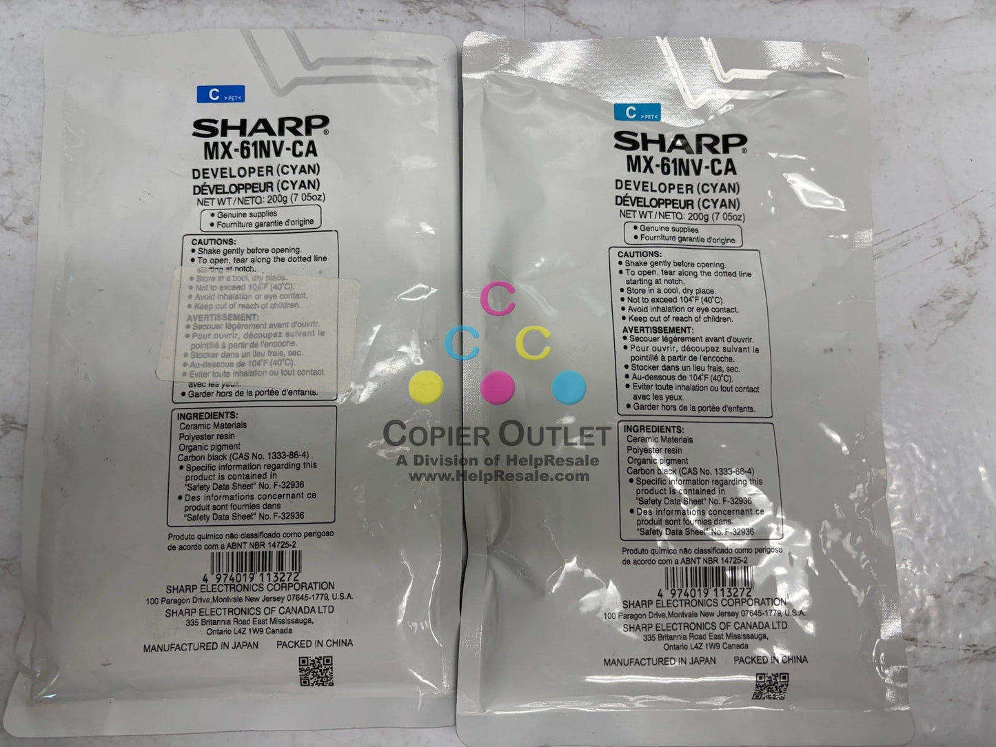 2 New OEM Sharp MX-2630N,MX-2651 Cyan Developers MX-61NV-CA / MX61NVCA
