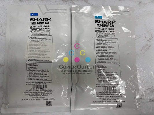 2 New OEM Sharp MX-2630N,MX-2651 Cyan Developers MX-61NV-CA / MX61NVCA