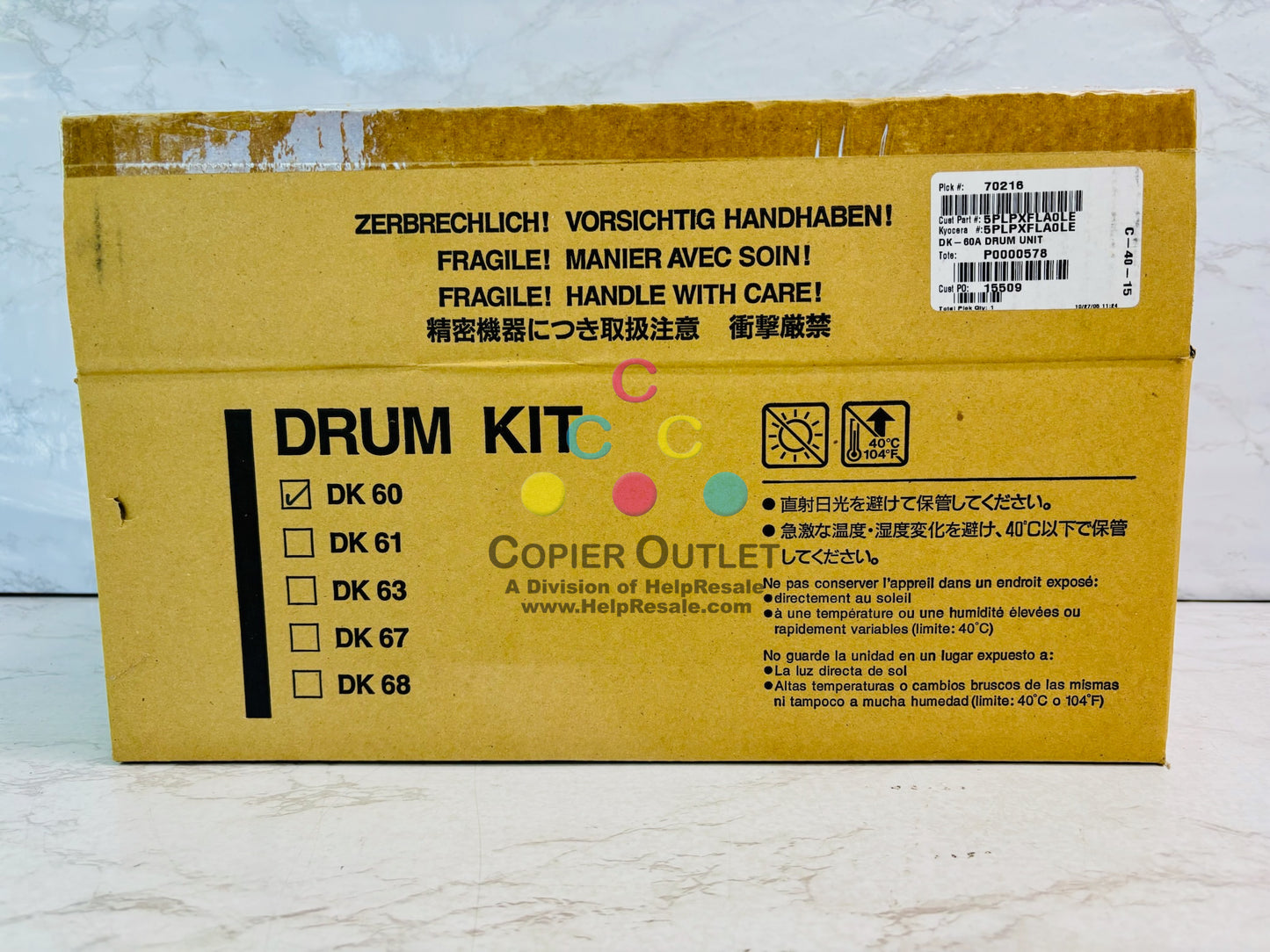 Open Genuine Kyocera FS1800, FS1800+, FS1800N+ Black Drum Kit DK-60, DK60 K