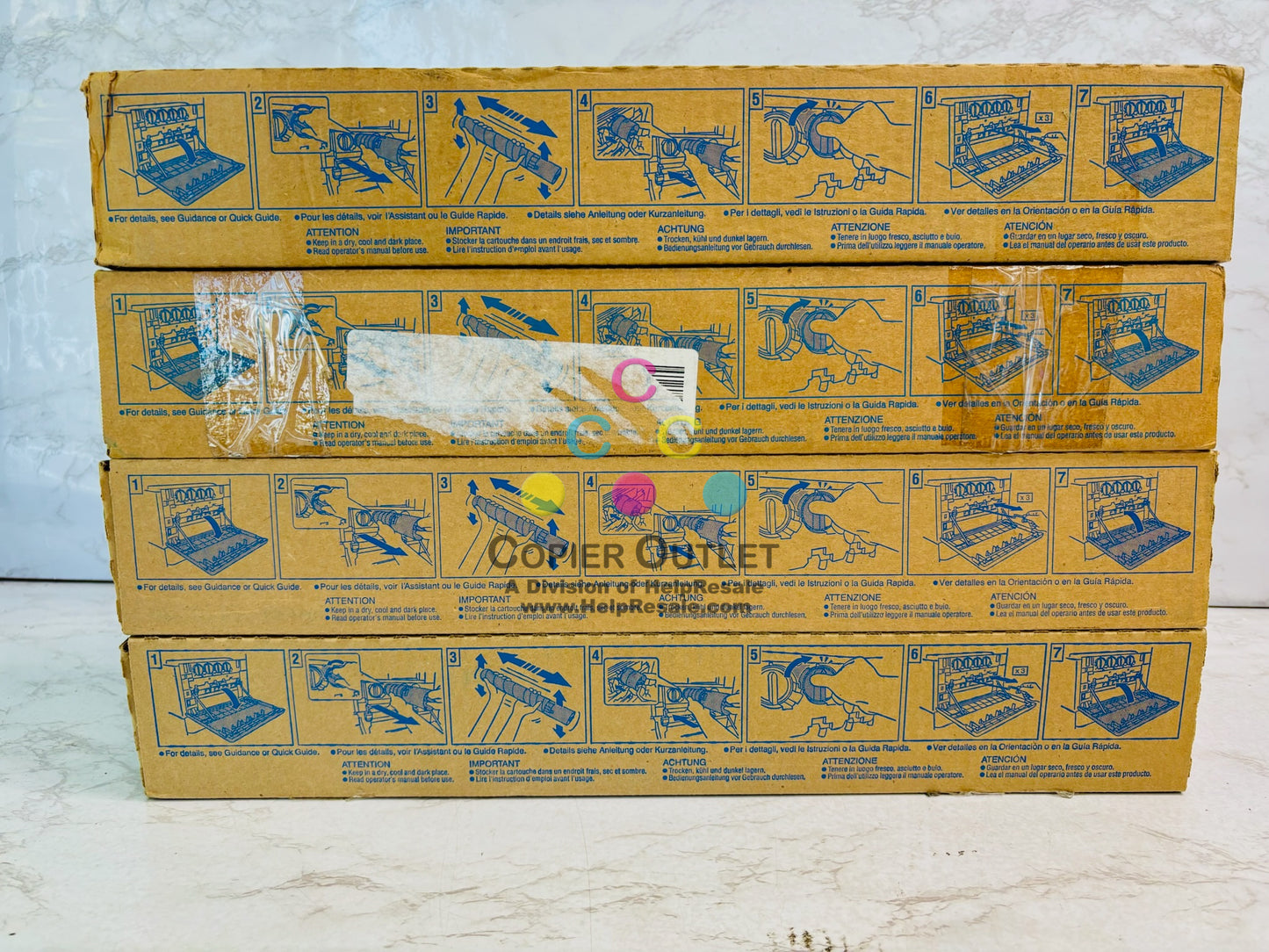 4 Genuine Konica Minolta bizhub C224, C224e Yellow Toner TN321Y (Bad Box)