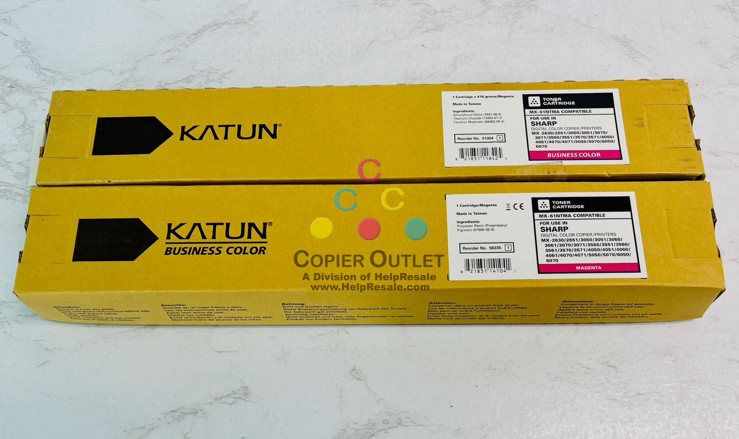 2 Compatible KATUN Sharp MX-6070V,MX-6050V,MX-5070V Magenta Toner MX-61NTMA