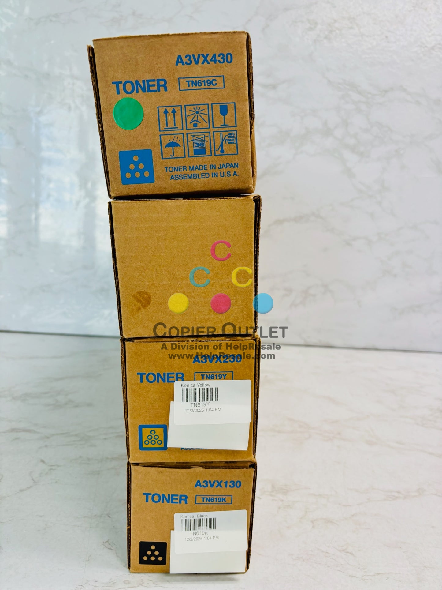 4 Genuine Konica AccurioPress C2060, C2070 Cyan, Magenta, Yellow & Black TN619 CMYK