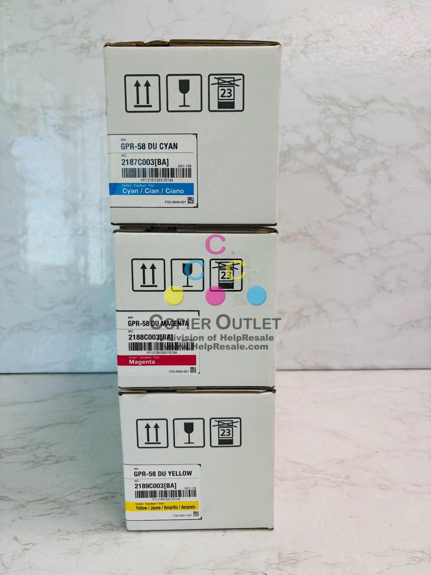 3 Genuine Canon iR Adv. C256,C259 Cyan, Magenta, Yellow Drum Unit GPR58, GPR-58 CMY