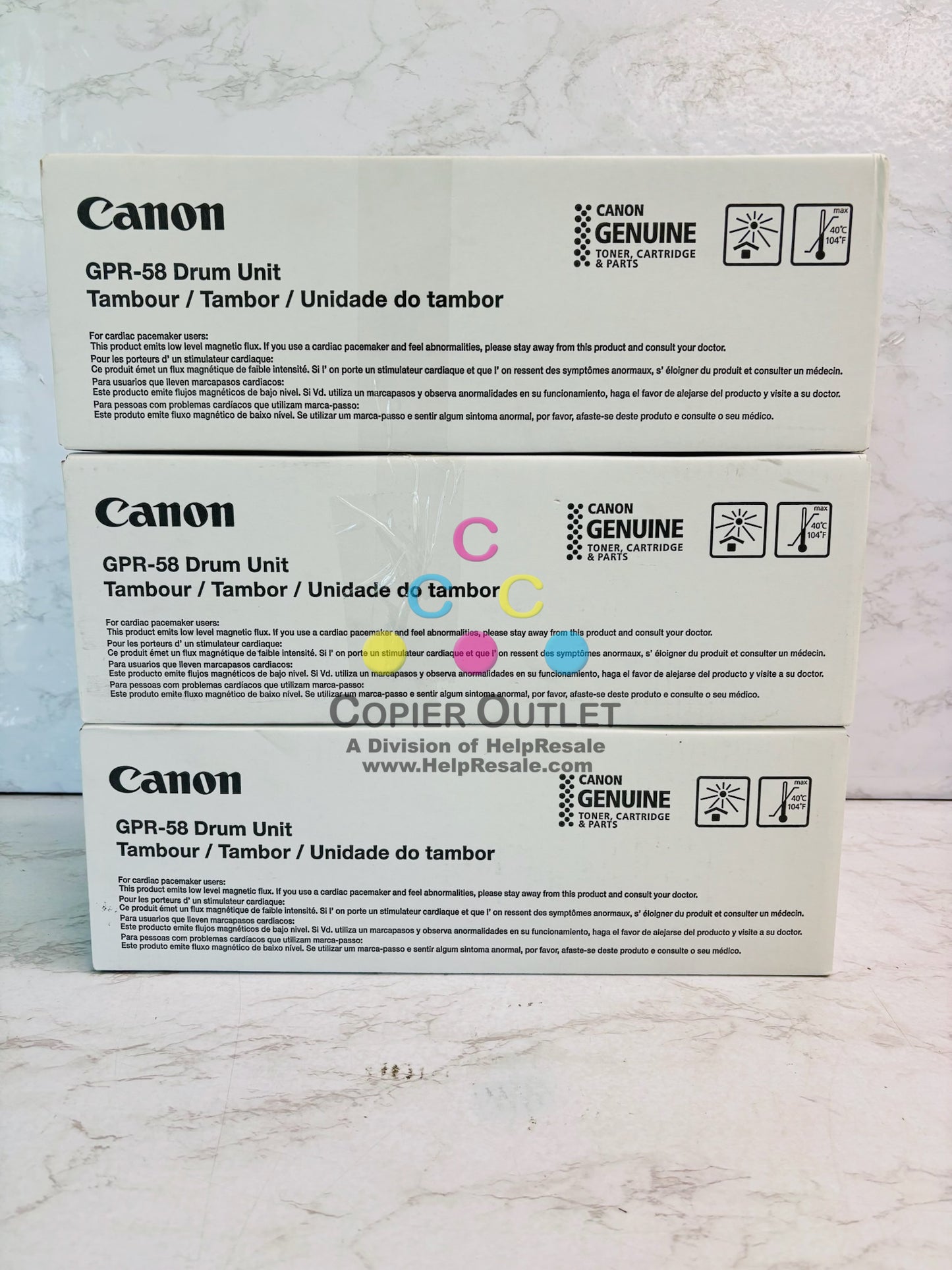 3 Genuine Canon iR Adv. C256,C259 Cyan, Magenta, Yellow Drum Unit GPR58, GPR-58 CMY