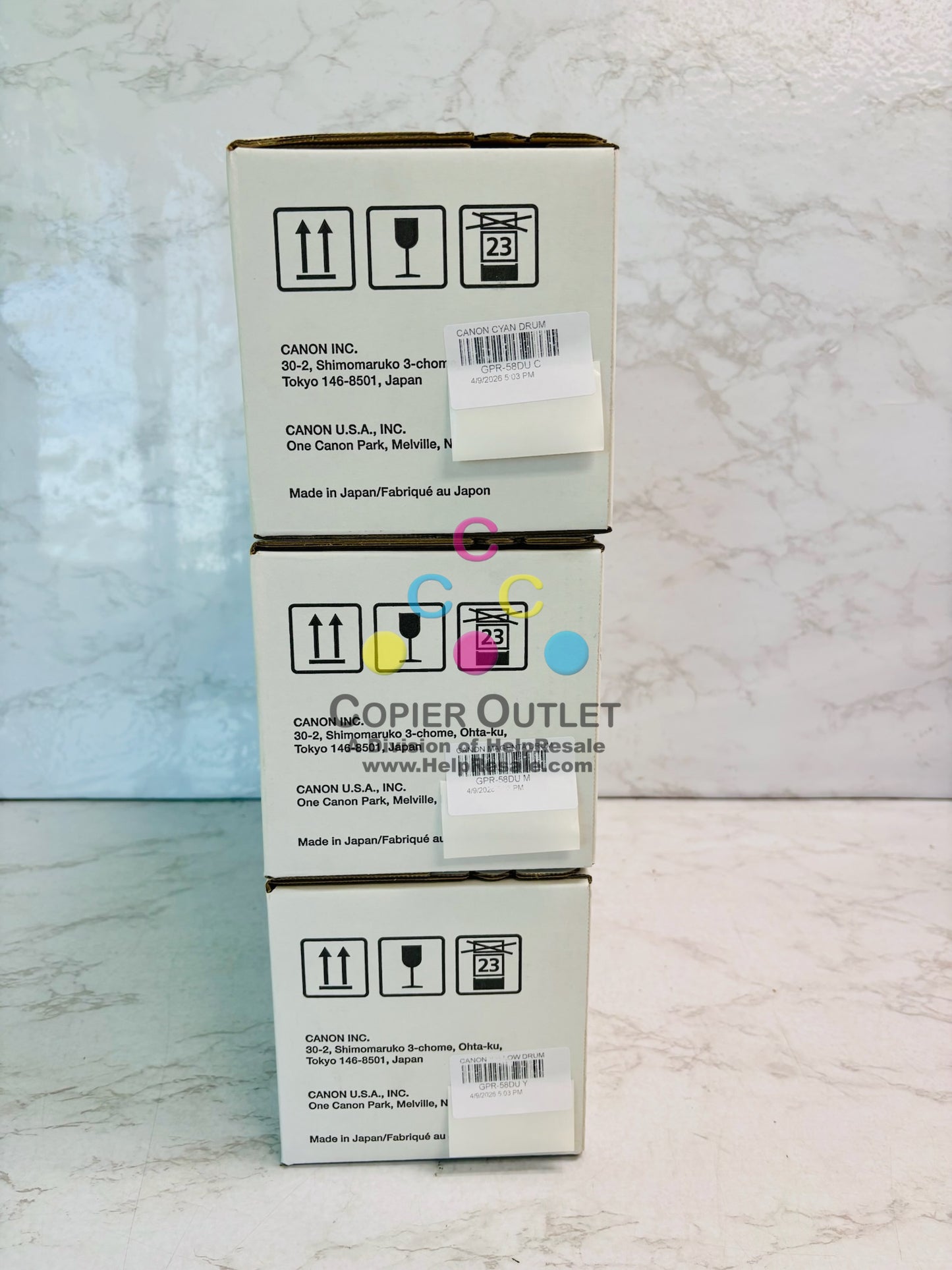 3 Genuine Canon iR Adv. C256,C259 Cyan, Magenta, Yellow Drum Unit GPR58, GPR-58 CMY