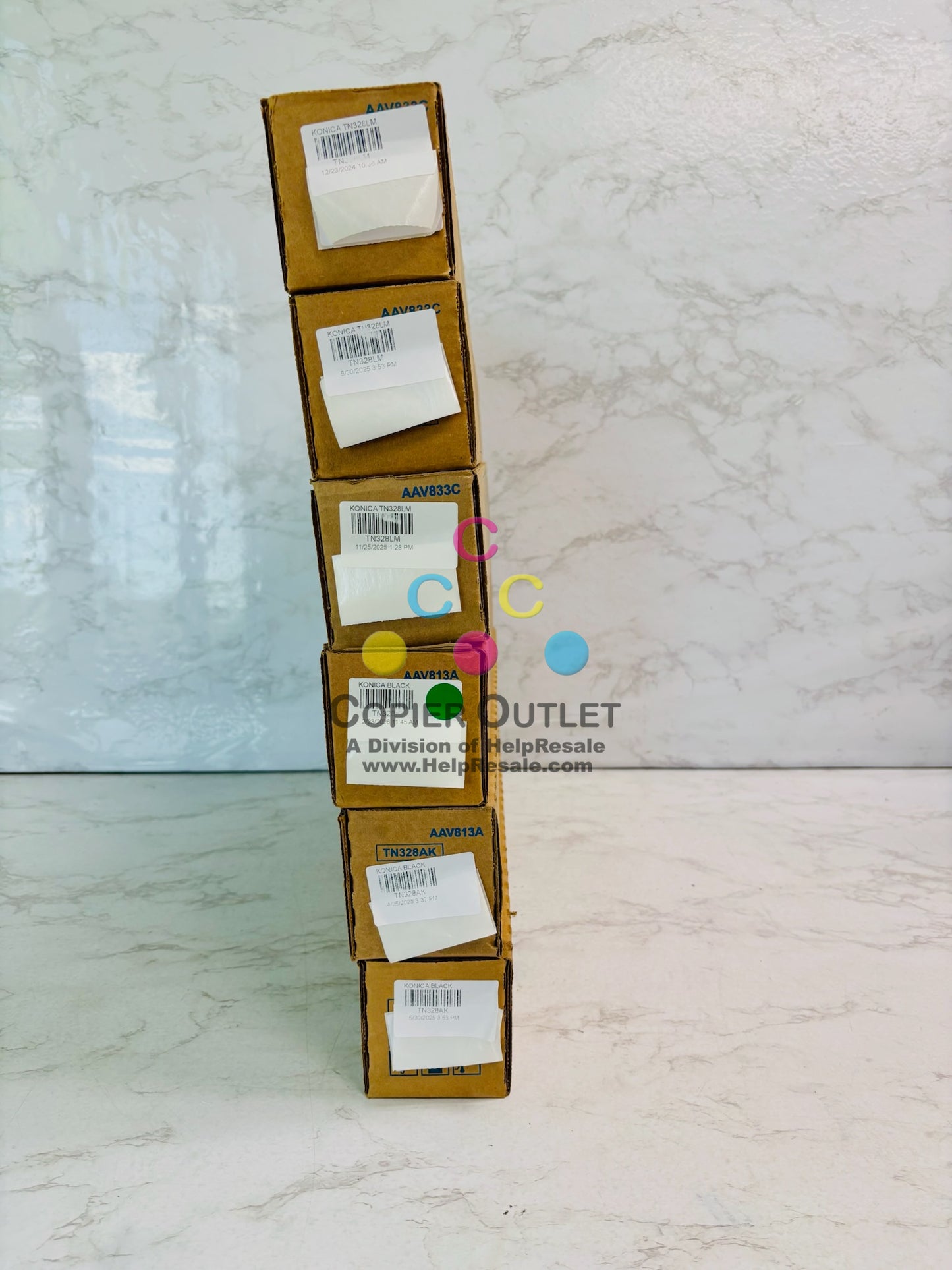6 Genuine Konica Minolta BH C250i,C251i,C300i Magenta & Black Toner TN328LM, TN328AK