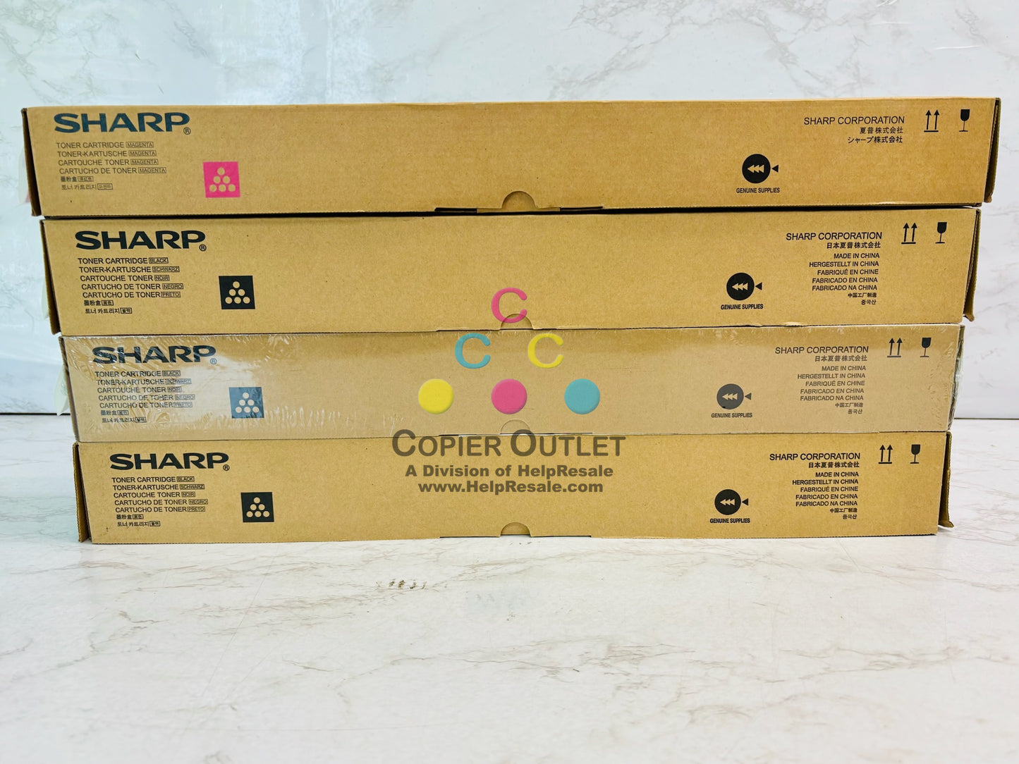 4 Genuine Sharp MX-2610N MX-2615N Magenta & Black Toner Cartridges MX-36NT-M, BA
