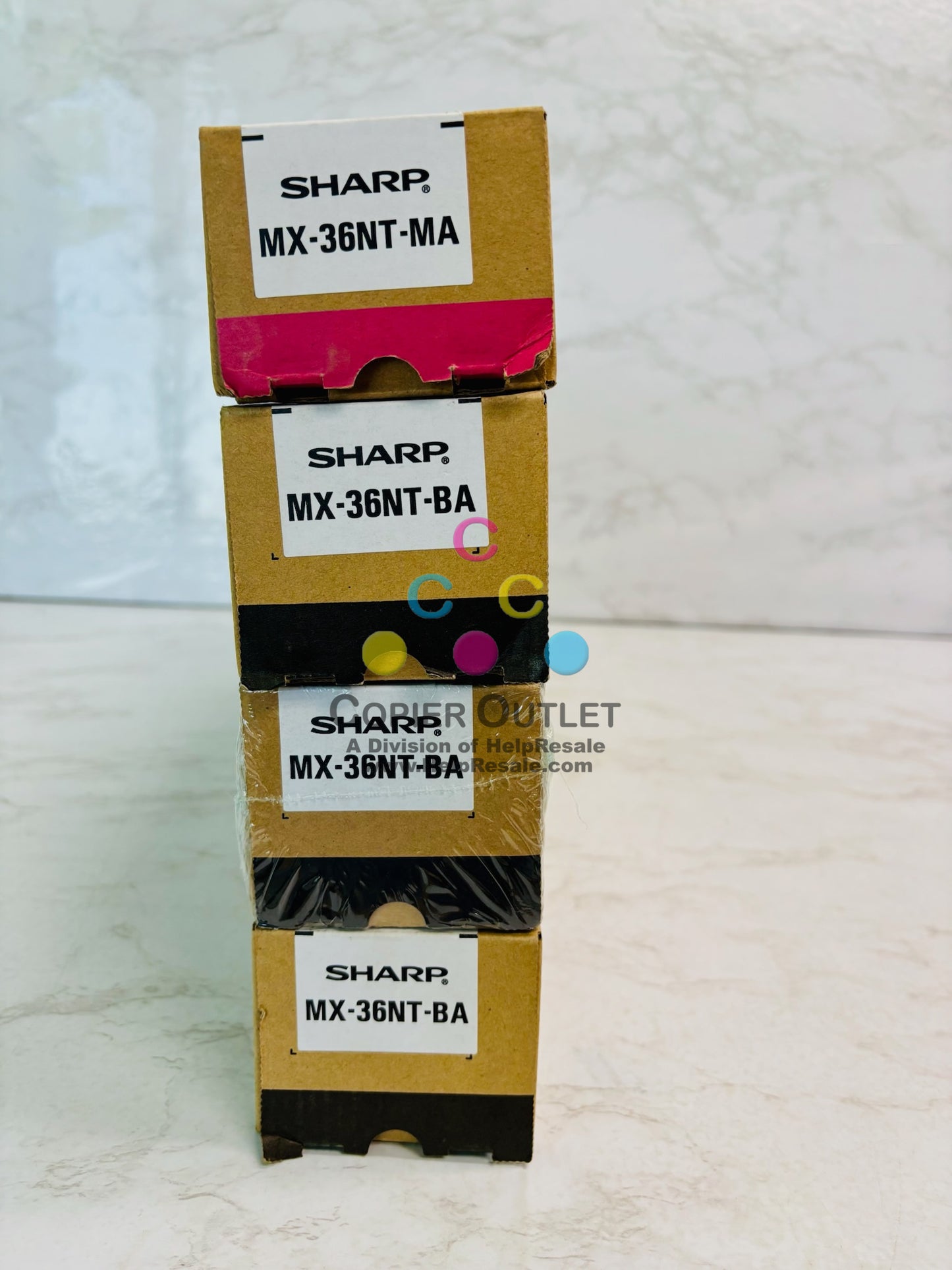 4 Genuine Sharp MX-2610N MX-2615N Magenta & Black Toner Cartridges MX-36NT-M, BA