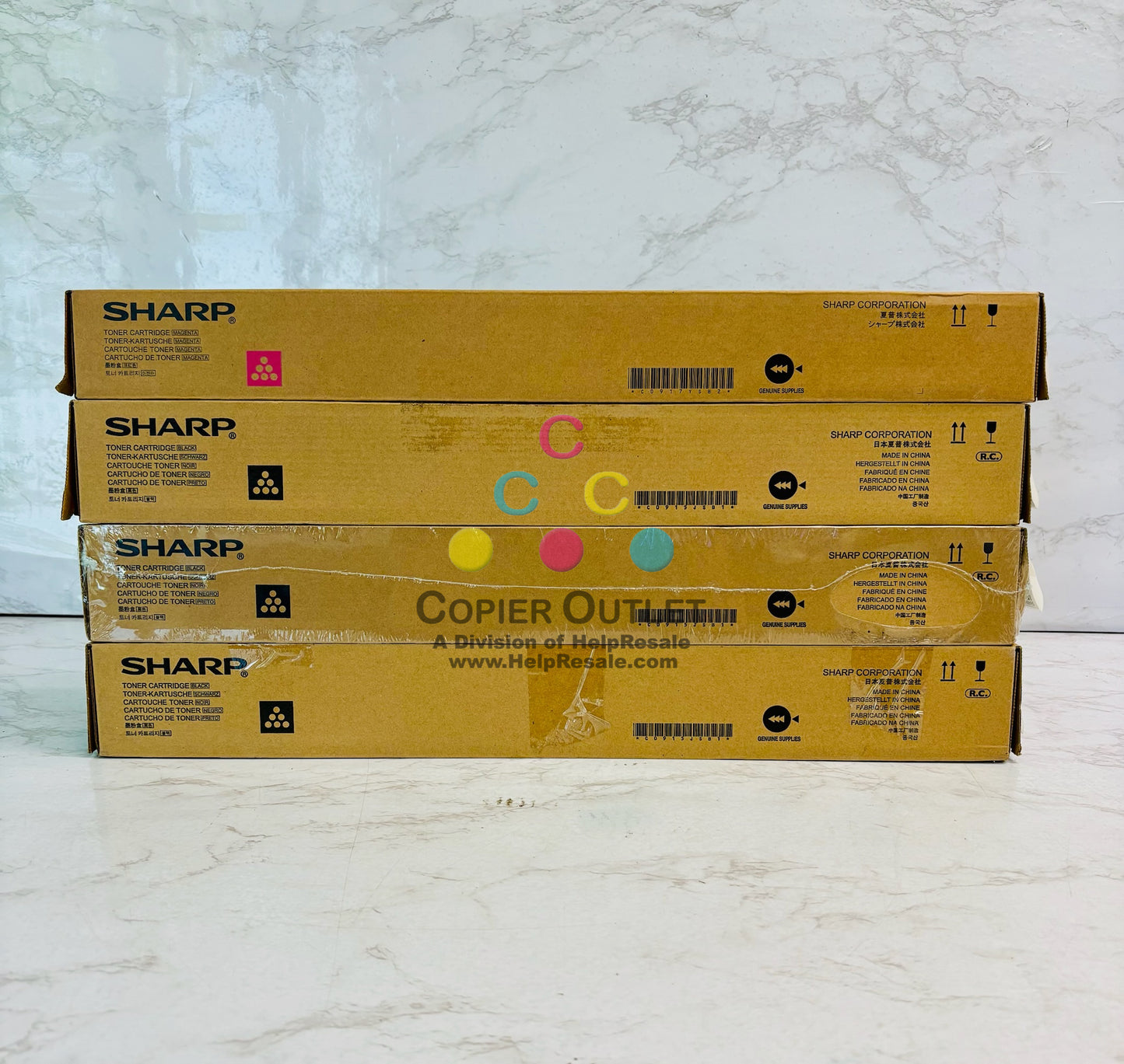 4 Genuine Sharp MX-2610N MX-2615N Magenta & Black Toner Cartridges MX-36NT-M, BA