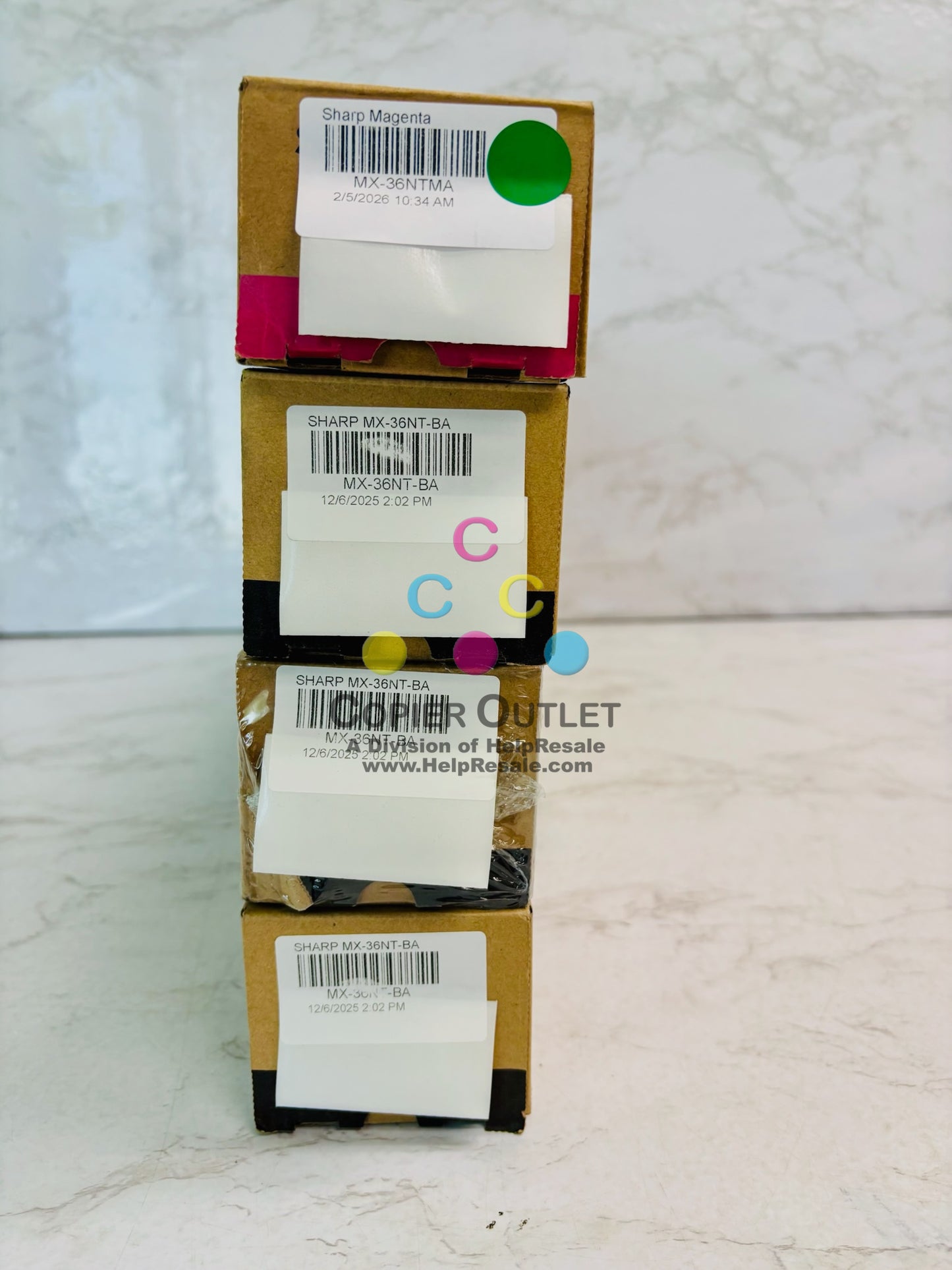 4 Genuine Sharp MX-2610N MX-2615N Magenta & Black Toner Cartridges MX-36NT-M, BA