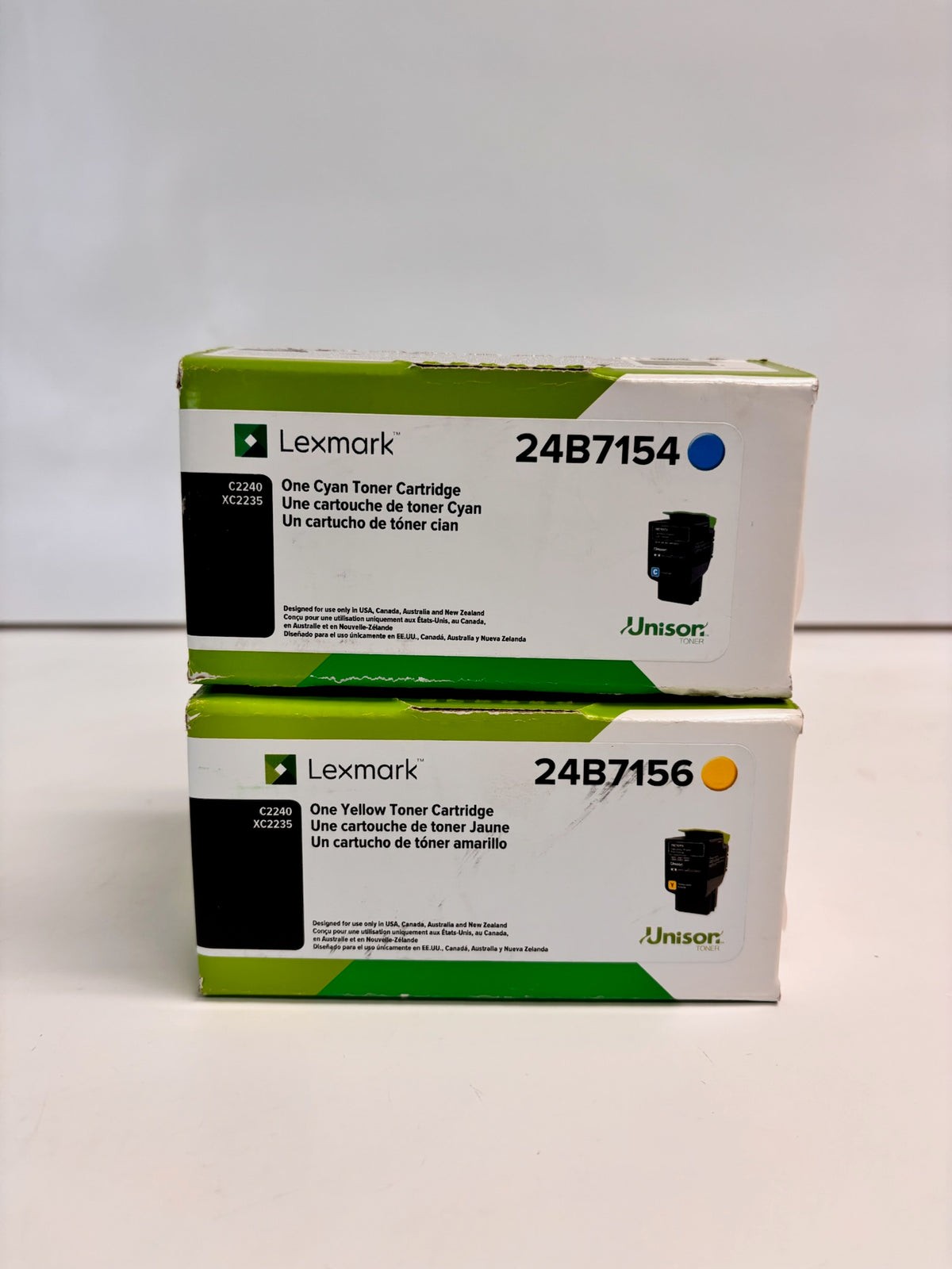 2 Genuine Lexmark C2240 XC2235 Cyan & Yellow Toners 24B7154, 24B7156