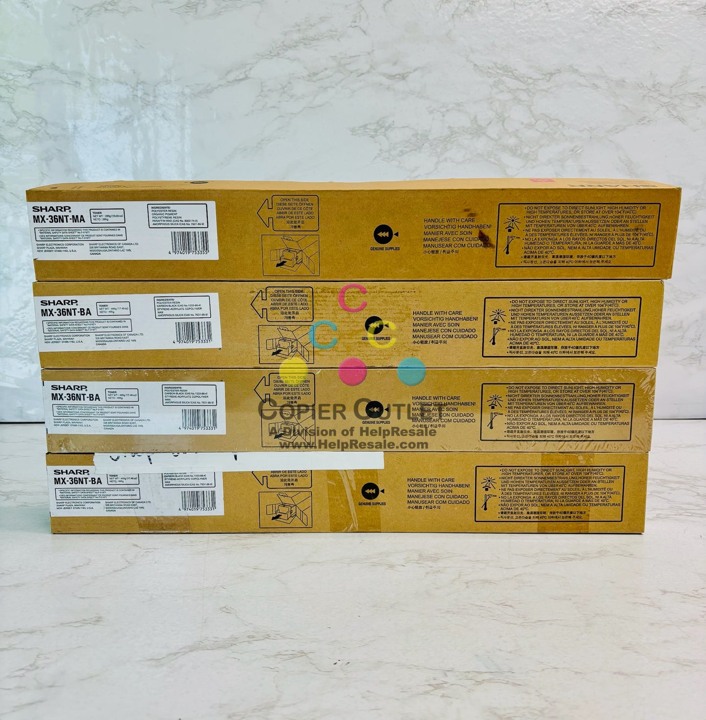 4 Genuine Sharp MX-2610N MX-2615N Magenta & Black Toner Cartridges MX-36NT-M, BA