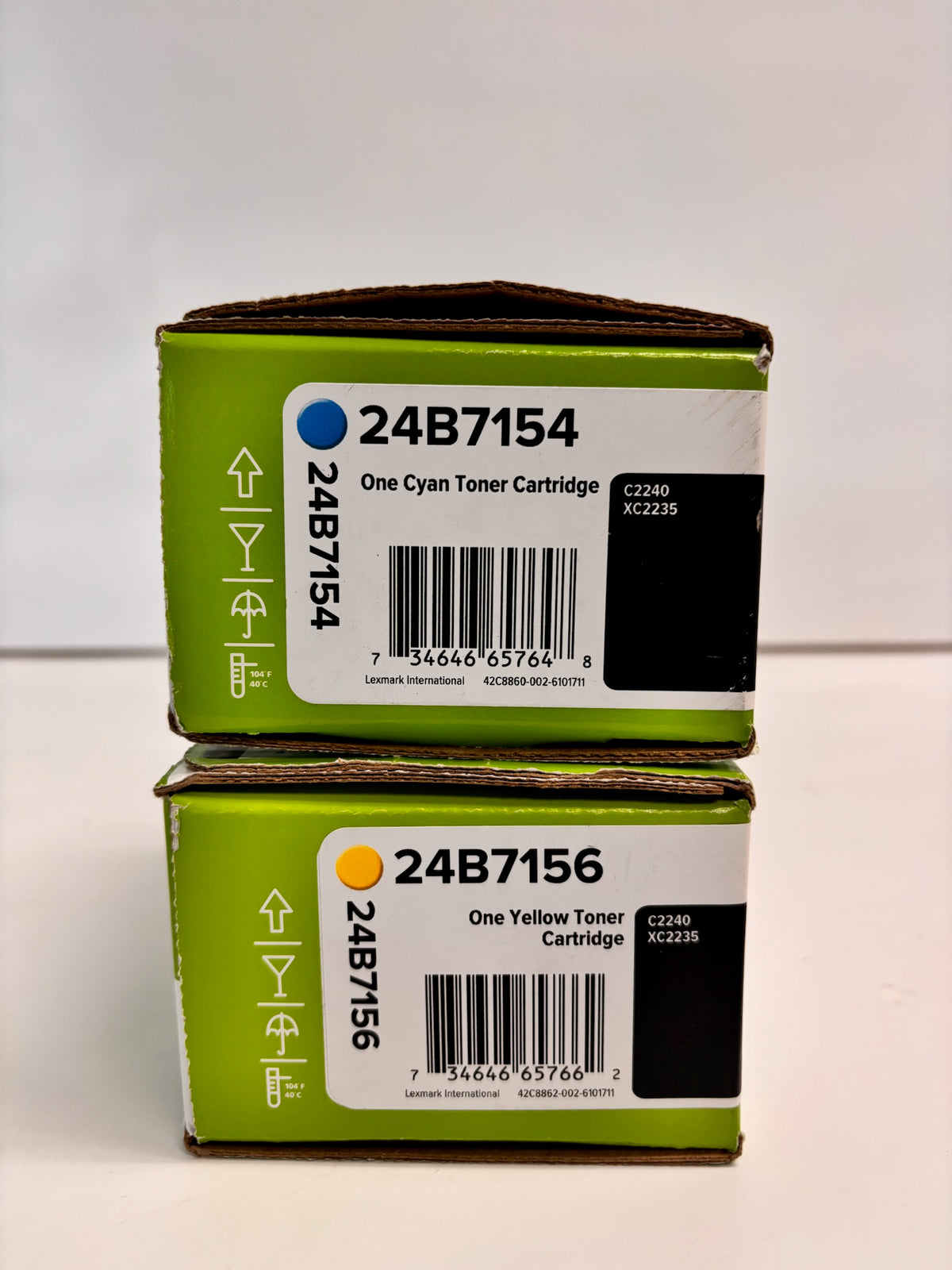 2 Genuine Lexmark C2240 XC2235 Cyan & Yellow Toners 24B7154, 24B7156