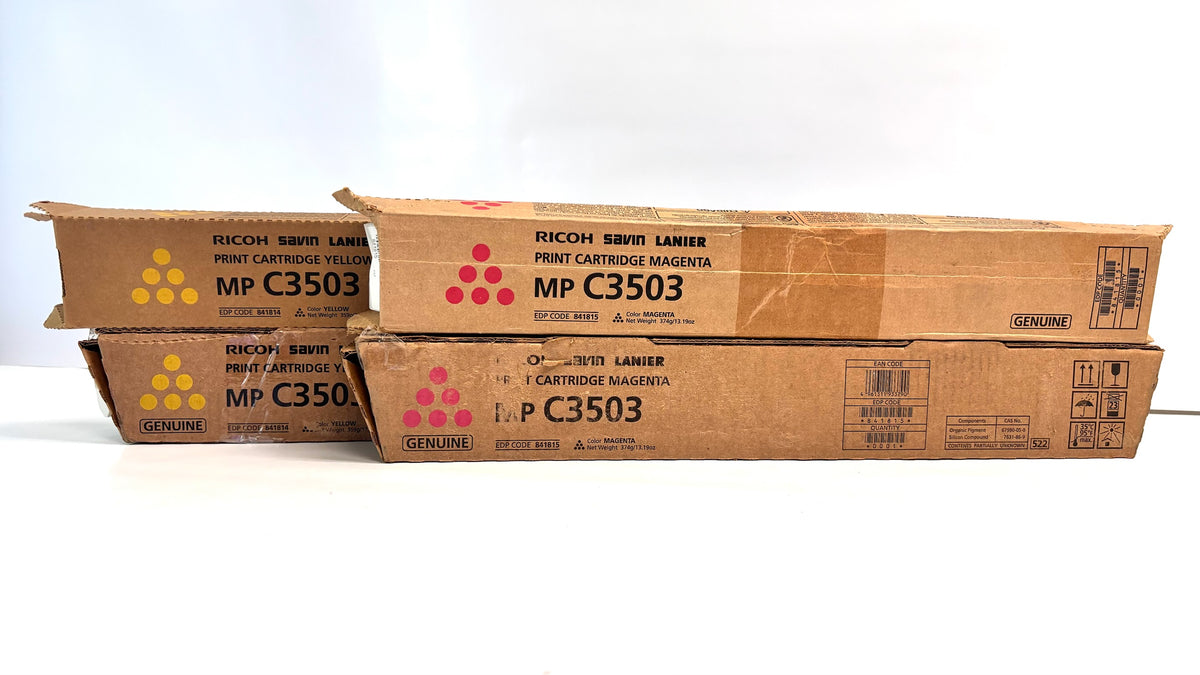 4 Cosmetic OEM Ricoh MPC3003,C3503 Magenta & Yellow Toners 841814,841815
