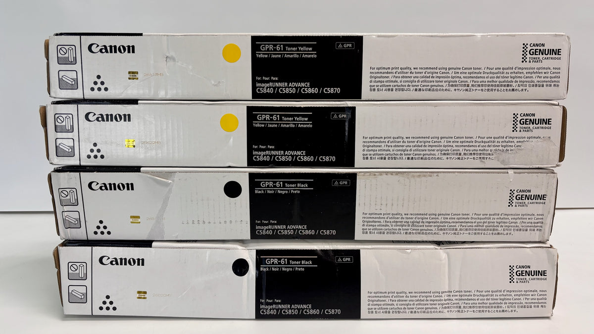 4 OEMCanon iR ADV. DX C5840i/C5850i Yellow & Black High Yield Toners GPR-61YYKK
