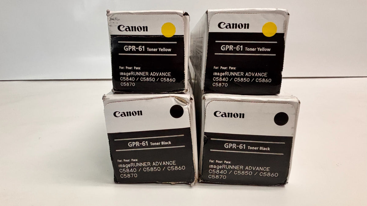 4 OEMCanon iR ADV. DX C5840i/C5850i Yellow & Black High Yield Toners GPR-61YYKK