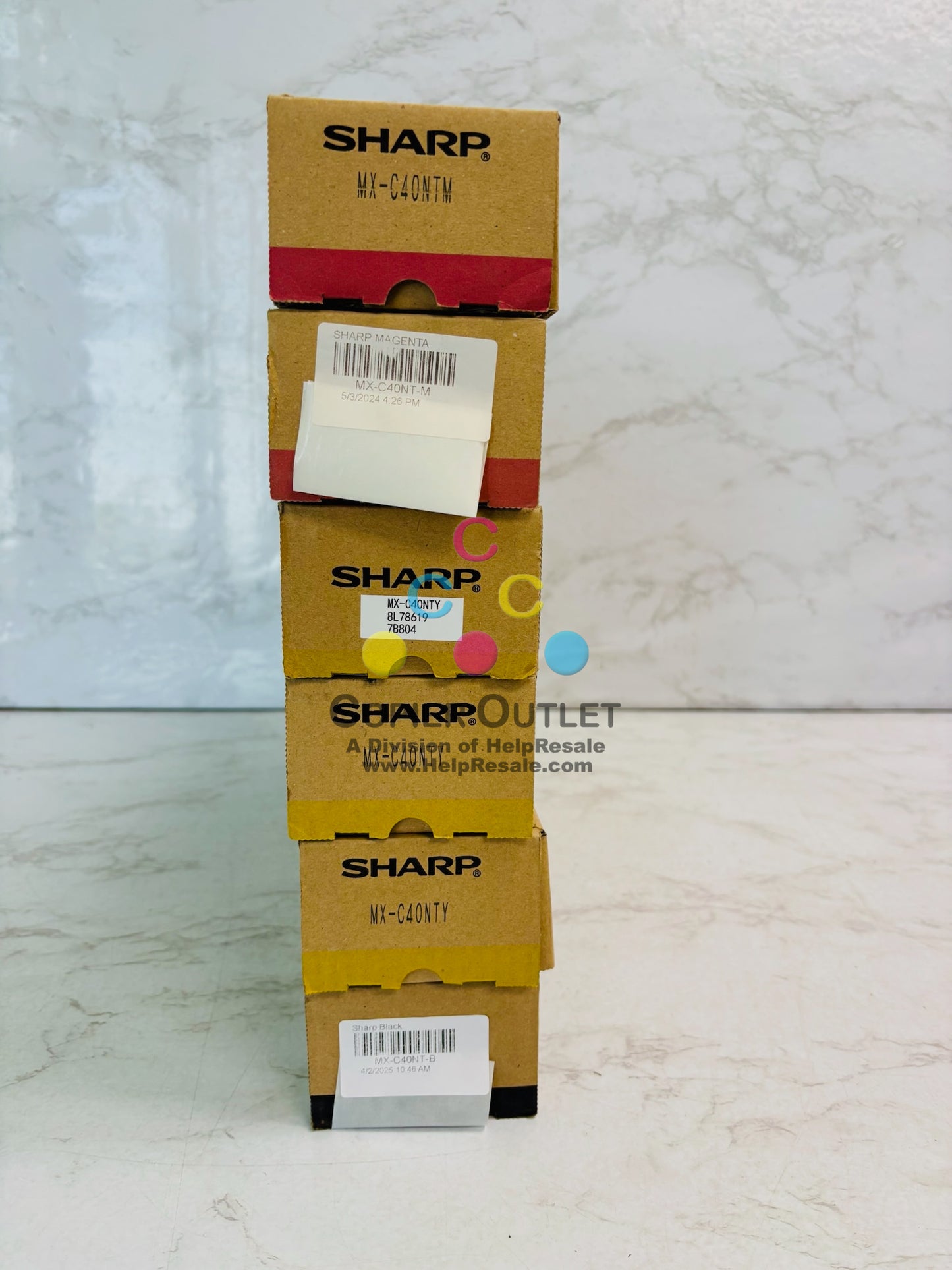 6 Genuine Sharp MX-C311, MX-C312 Magenta, Yellow, & Black Toner MX-C40NT MMYYYK
