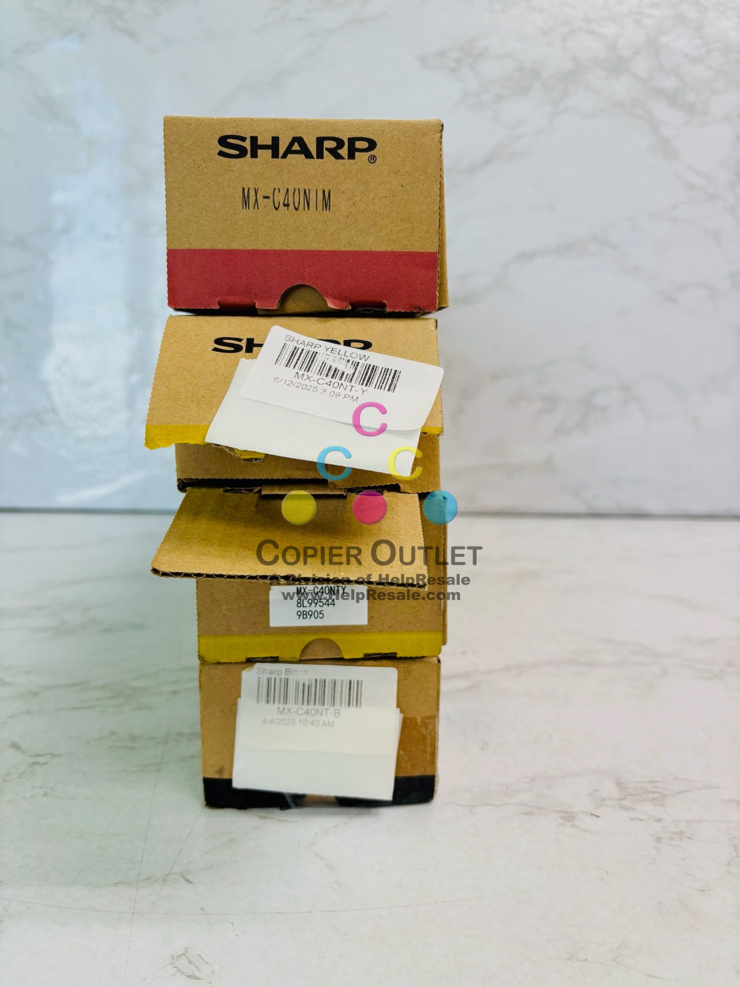4 Open Genuine Sharp MX-C311, MX-C312 Magenta, Yellow, & Black Toner MX-C40NT MYYK