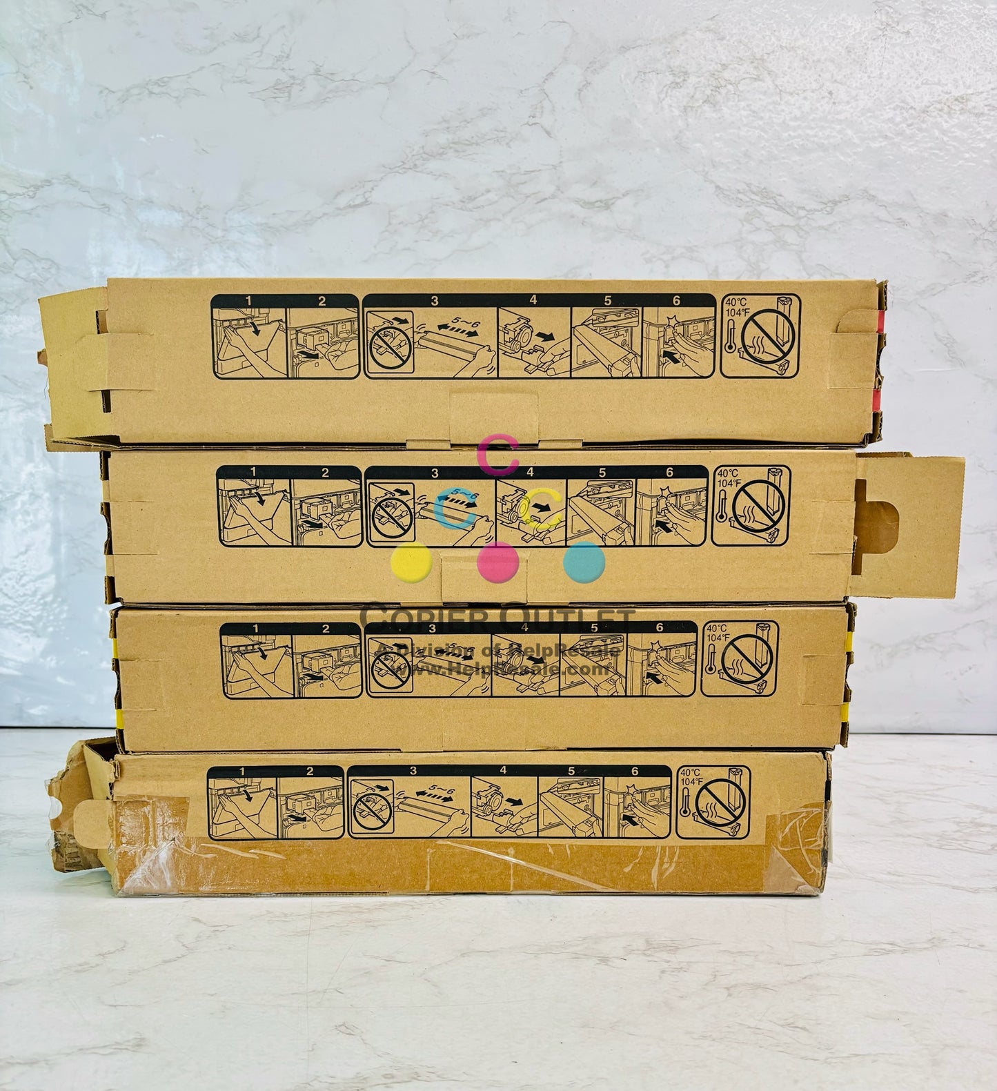 4 Open Genuine Sharp MX-C311, MX-C312 Magenta, Yellow, & Black Toner MX-C40NT MYYK