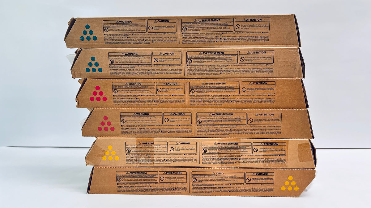 6 OEM Ricoh Afico MPC3002, C3502 Cyan, Magenta & Yellow Toners 841736,37,38