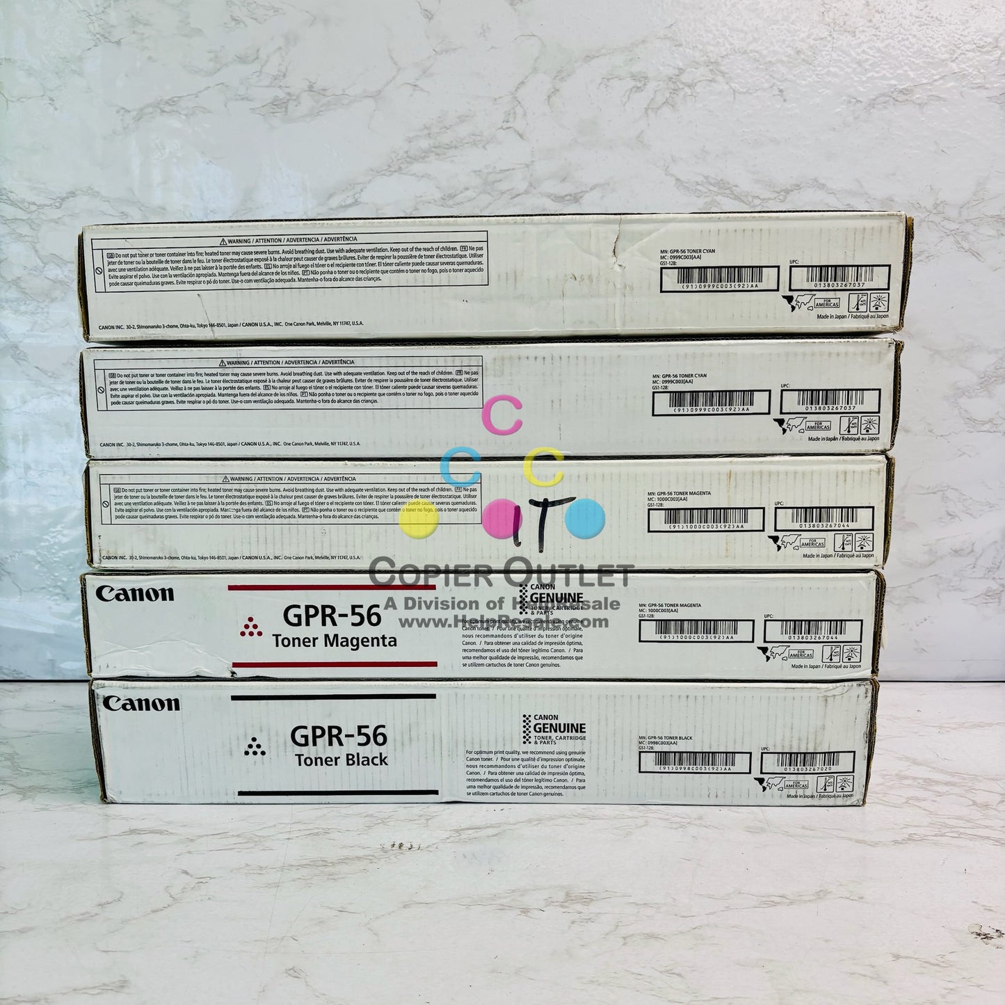 5 Genuine Canon iRAdv C7565,C7570,C7580 Cyan, Magenta, Black Toner GPR-56, GPR56