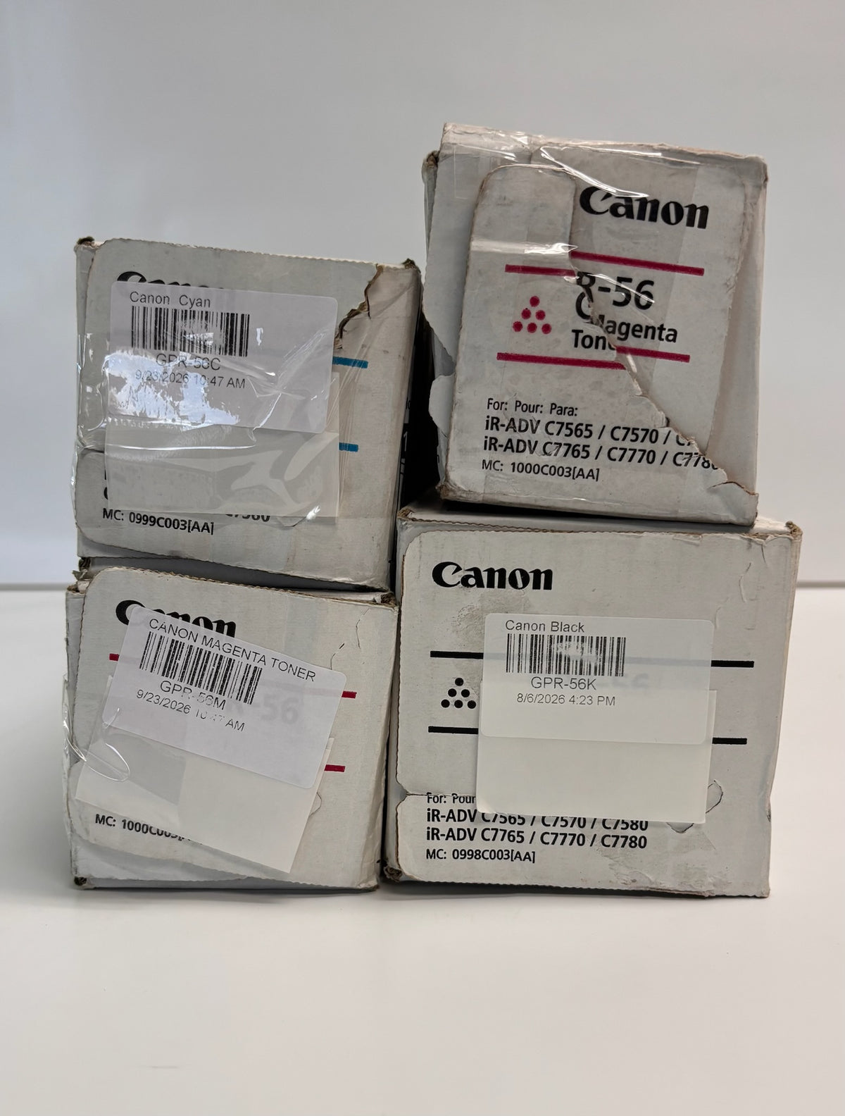 4 Open Genuine Canon imageRUNNER ADVANCE C7565i, C7570i CMMK Toners  GPR-56