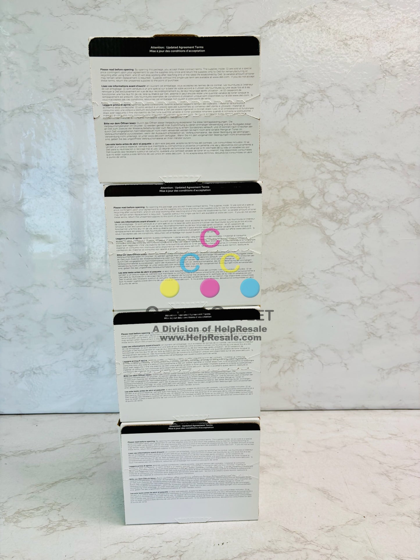 4 Genuine Dell S5840 Cyan, Mag., Yellow, & Blk Toner R59F2, 9MKKY, KT71F, JDC7N