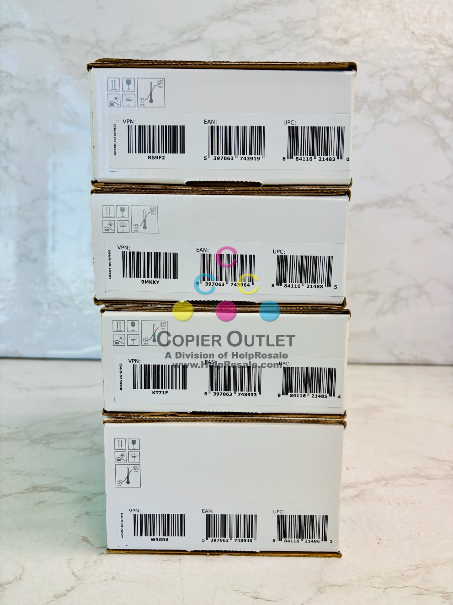 4 Genuine Dell S5840 Cyan, Mag., Yellow, & Blk Toner W3GR6, R59F2, 9MKKY, KT71F