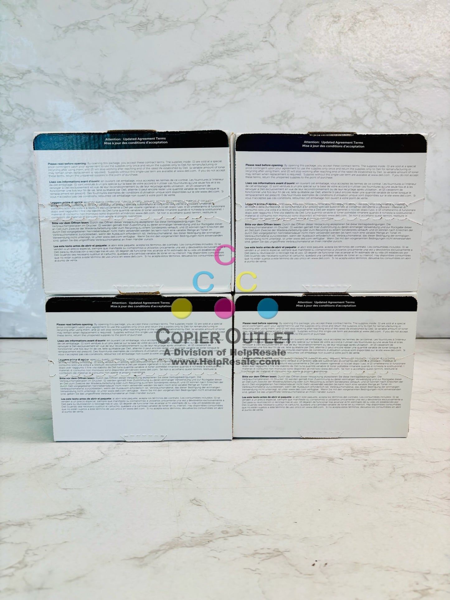 4 Genuine Dell S5840 Cyan, Mag., Yellow, & Blk Toner W3GR6, R59F2, 9MKKY, KT71F