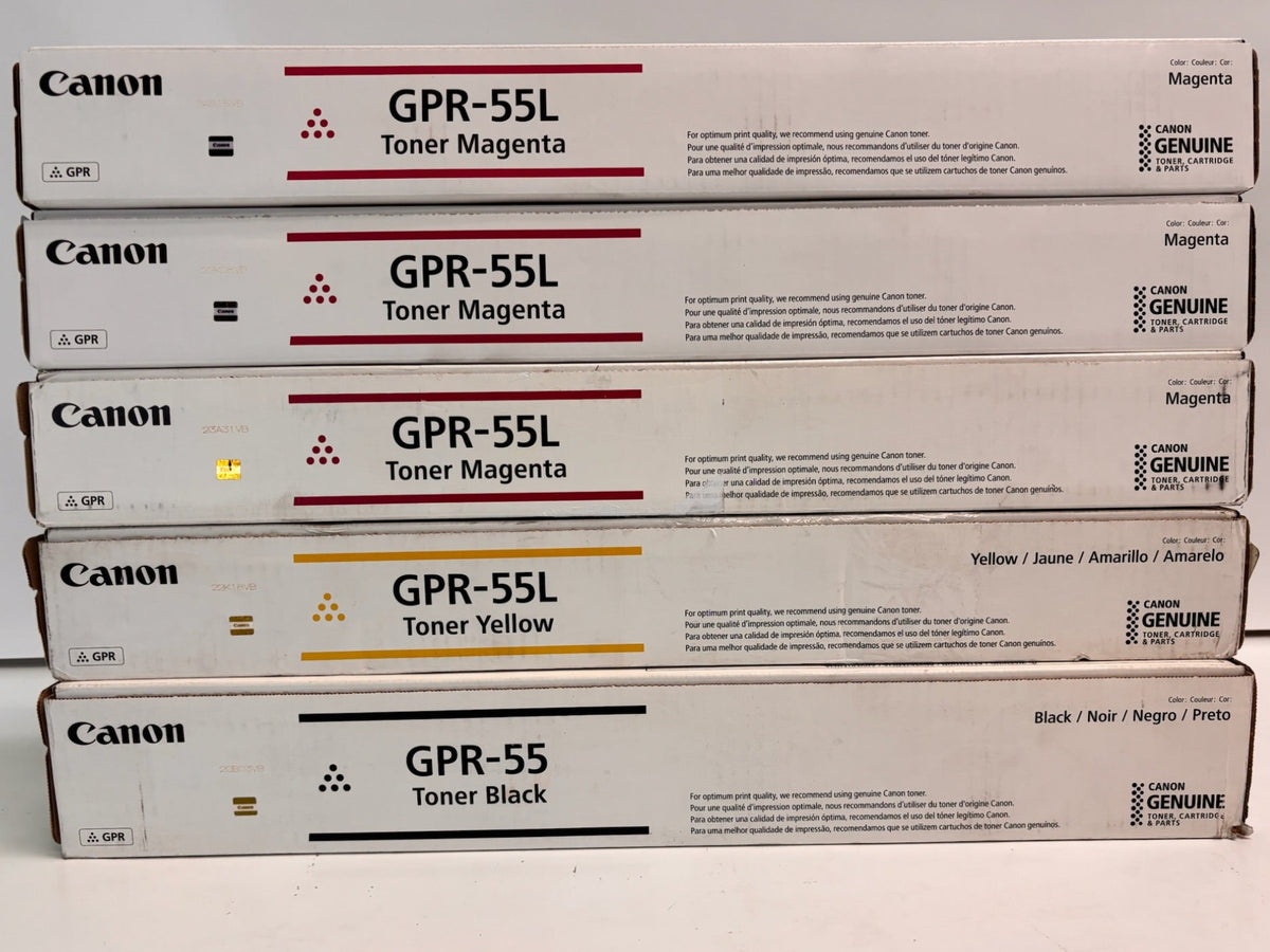 5 Genuine Canon imageRunner Advance C5535i, C5540i MMMYK Toner GPR55L, GPR55K