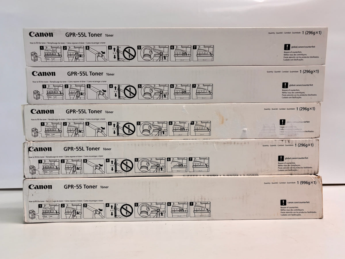 5 Genuine Canon imageRunner Advance C5535i, C5540i MMMYK Toner GPR55L, GPR55K