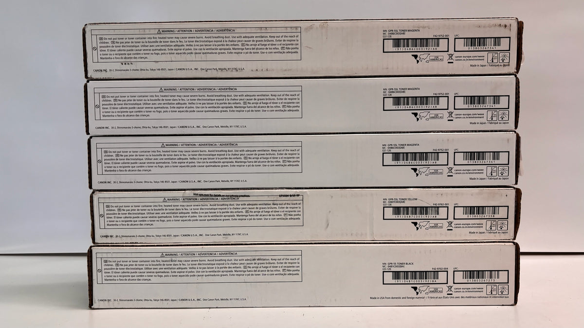 5 Genuine Canon imageRunner Advance C5535i, C5540i MMMYK Toner GPR55L, GPR55K